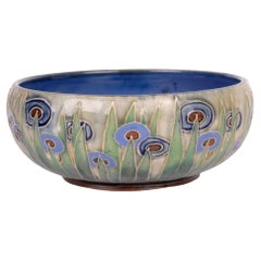 Antique William Rowe Doulton Lambeth Art Deco Abstract Floral Design Bowl