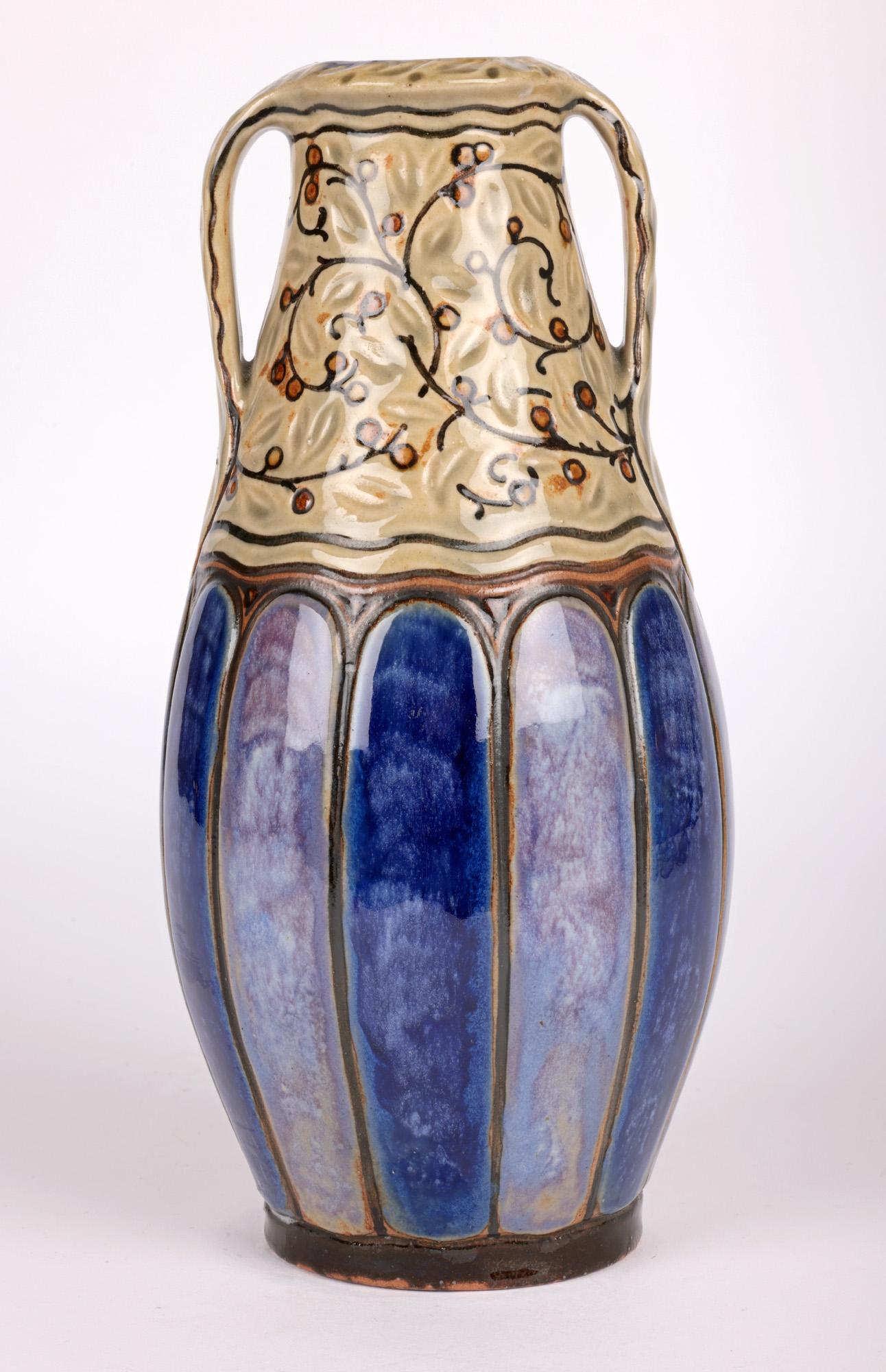 William Rowe Doulton Lambeth Art Deco Twin Handled Art Pottery Vase For Sale 2