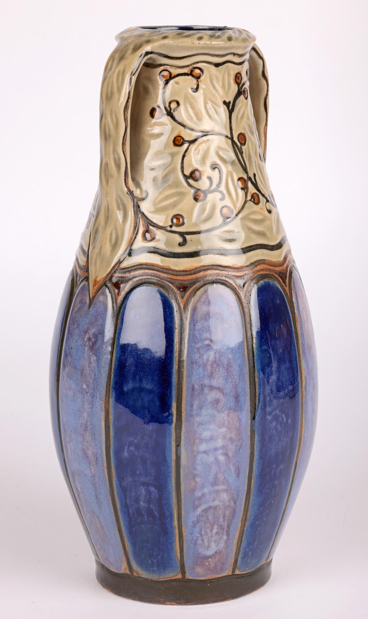 William Rowe Doulton Lambeth Art Deco Twin Handled Art Pottery Vase For Sale 4