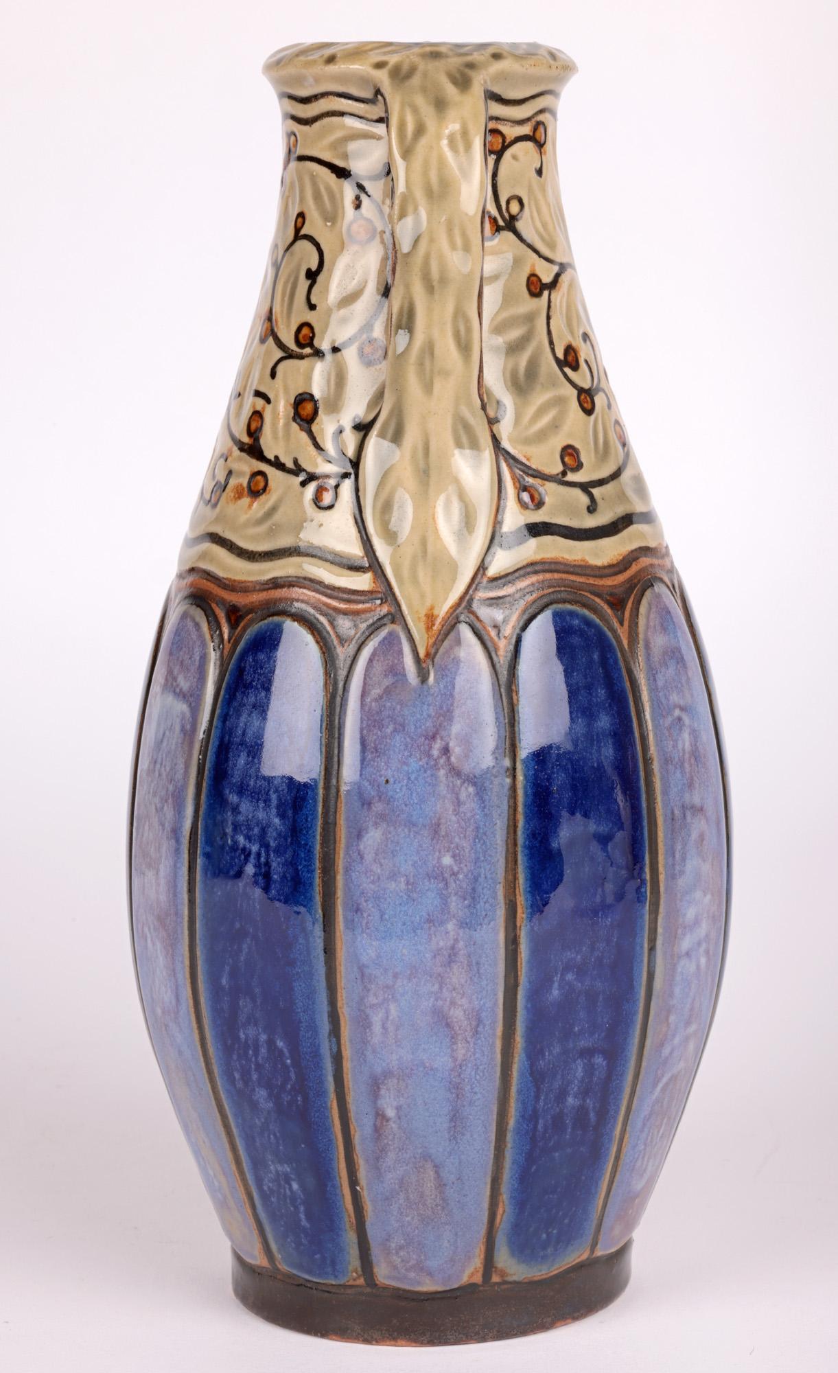William Rowe Doulton Lambeth Art Deco Twin Handled Art Pottery Vase For Sale 7