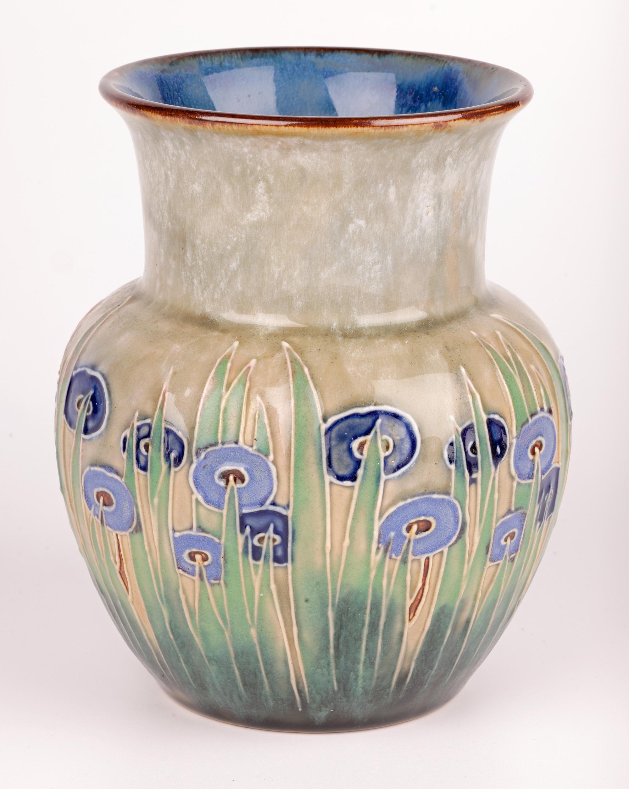 Grès The Row Rare Doulton Lambeth Art Deco Tube Lined Vase en vente