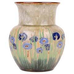 William Rowe Raro jarrón Doulton Lambeth Art Decó forrado de tubo
