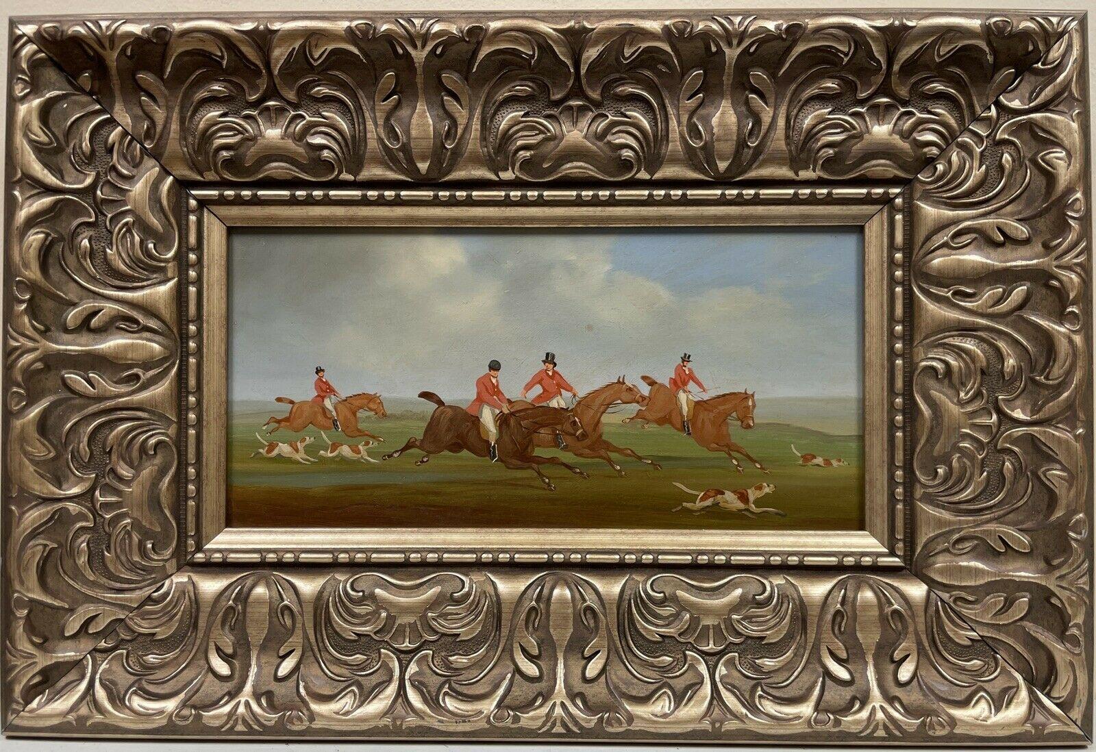 SET OF 4 ORIGINAL BRITISH OIL PAINTINGS - HUNTING SCENES - OILS ON PANEL FRAMED - Painting by William Rowland