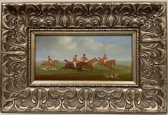 SET OF 4 ORIGINAL BRITISH OIL PAINTINGS - HUNTING SCENES - OILS ON PANEL FRAMED