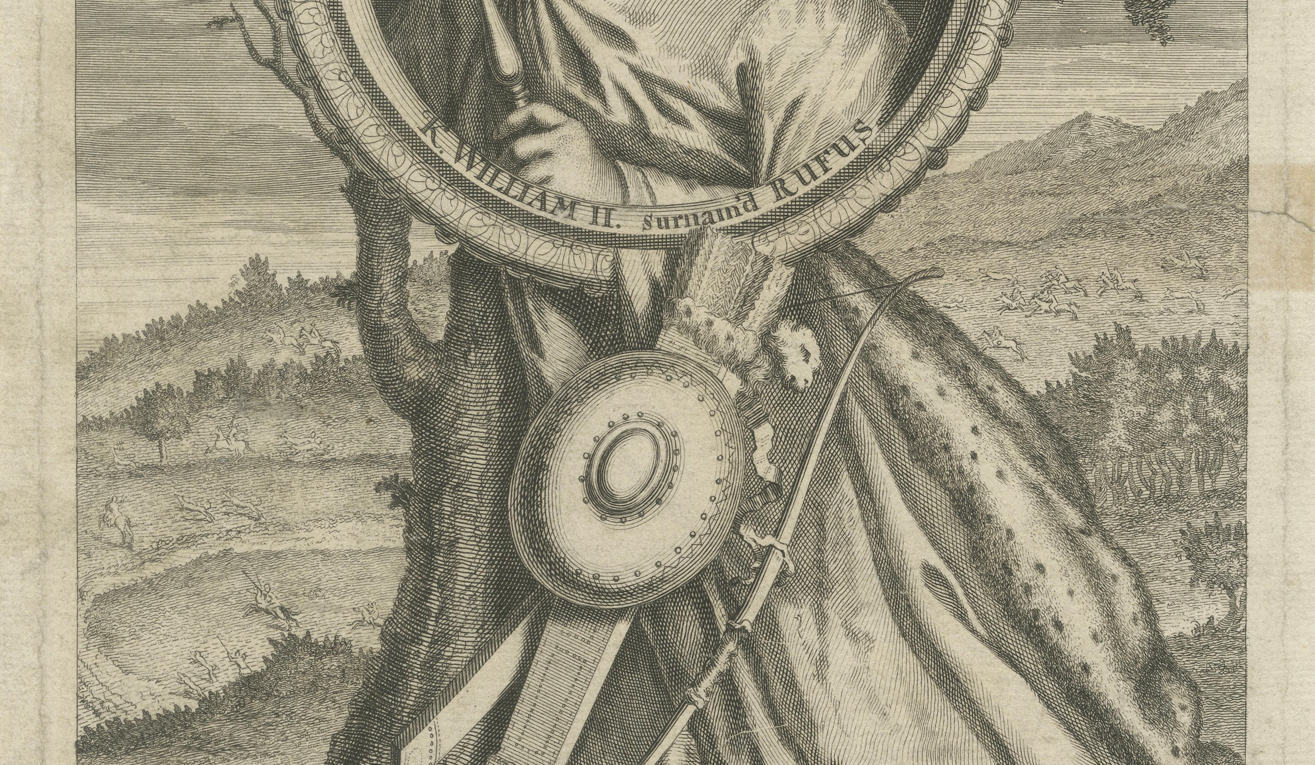 William Rufus Portrait Engraving, King of England, Vertue Style, c.1735
