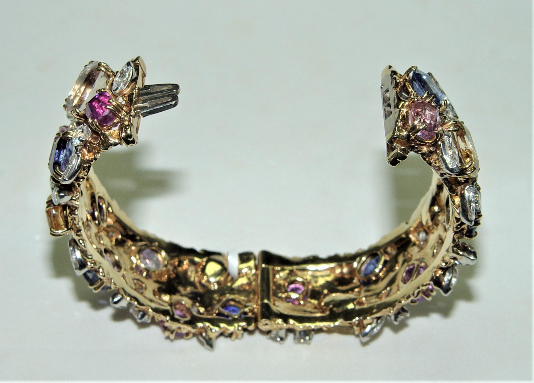 William Ruser Diamond Ceylon Sapphires Bracelet 18K/PT C. Dunaigre/NGI For Sale 2