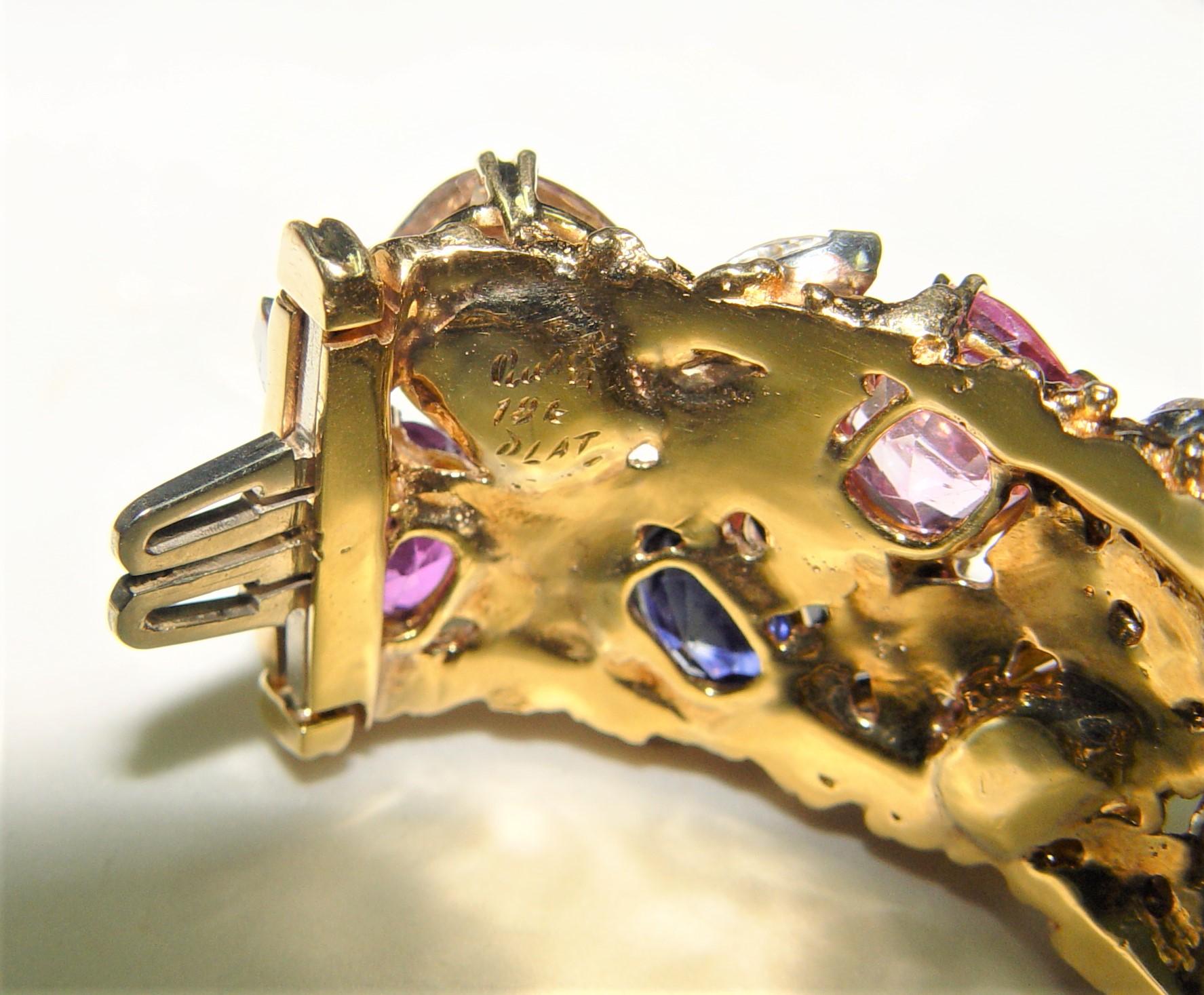 William Ruser Diamond Ceylon Sapphires Bracelet 18K/PT C. Dunaigre/NGI For Sale 7