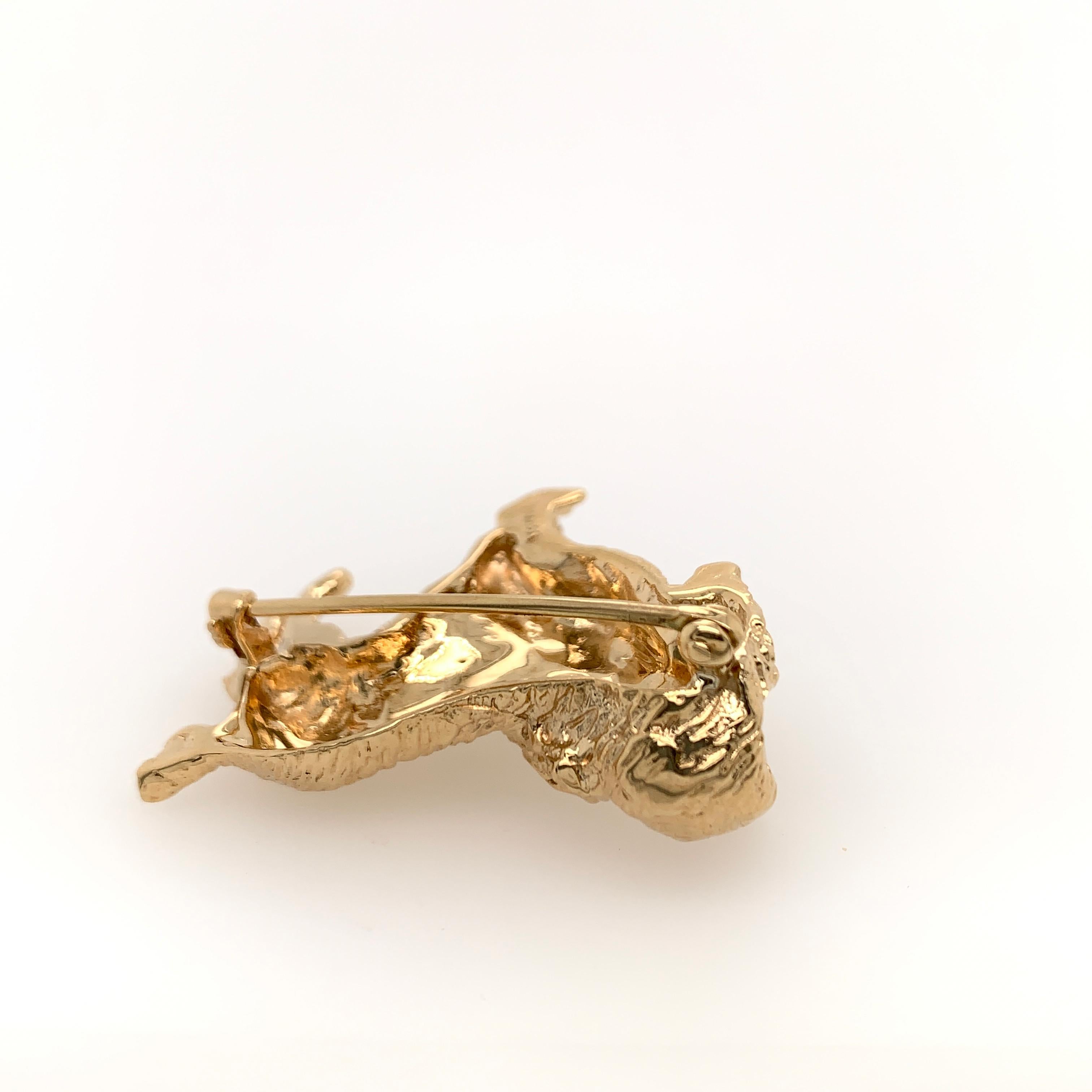 William Ruser Sapphire 14 Karat Yellow Gold Dog Brooch For Sale 6