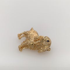 William Ruser Sapphire 14 Karat Yellow Gold Dog Brooch