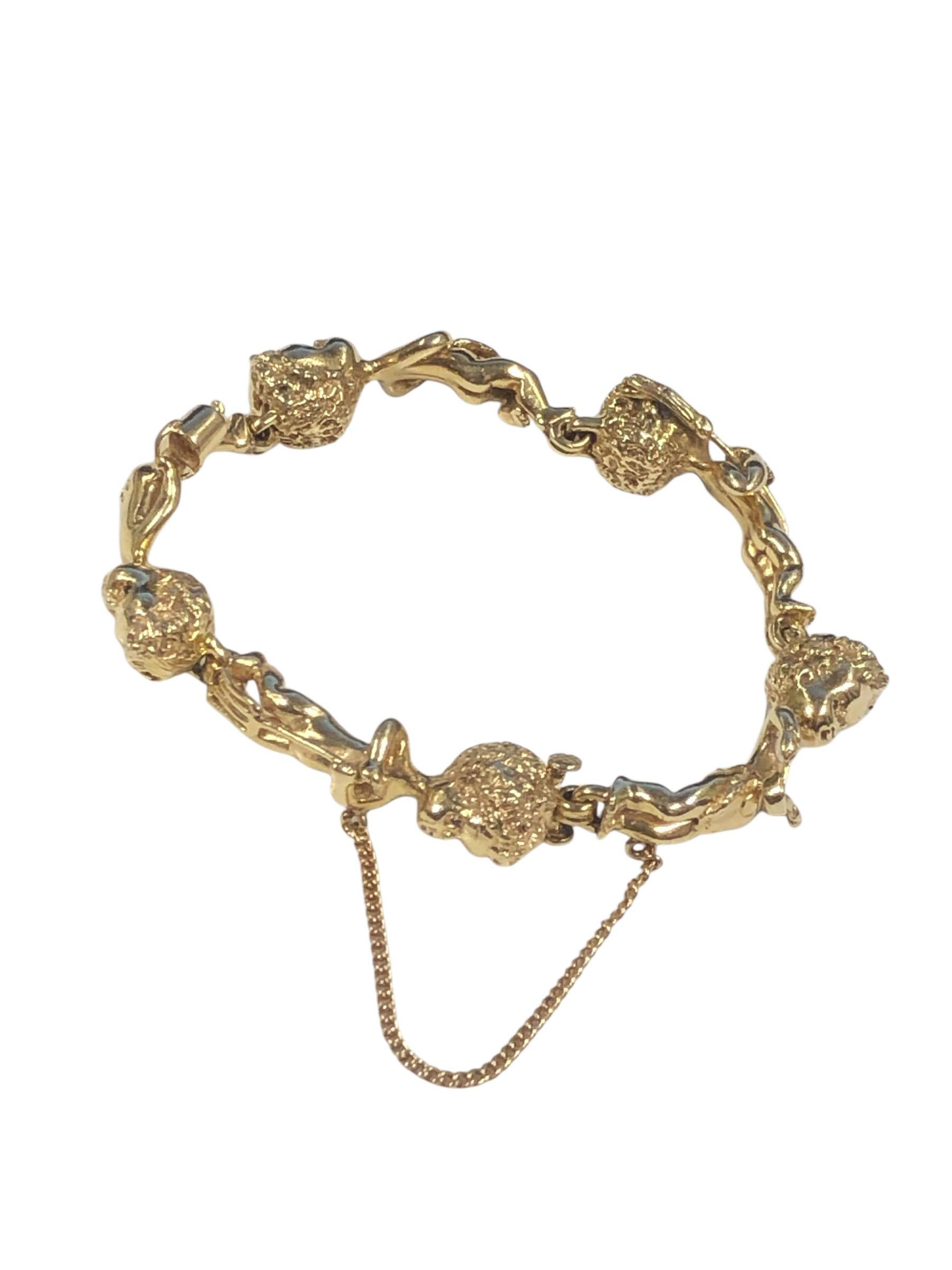 William Ruser Saturday Child Armband aus Gelbgold, Vintage (Rundschliff) im Angebot