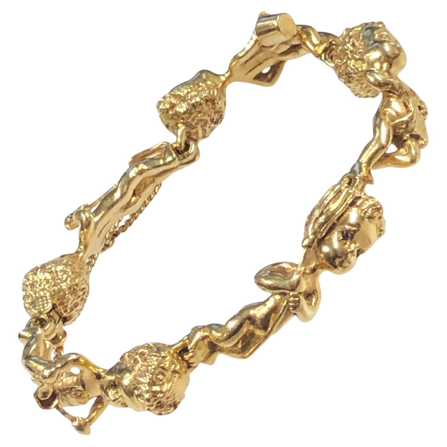 William Ruser Saturday Child Armband aus Gelbgold, Vintage im Angebot