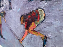 Flat Tire - children play and skip rope - oil on canvas