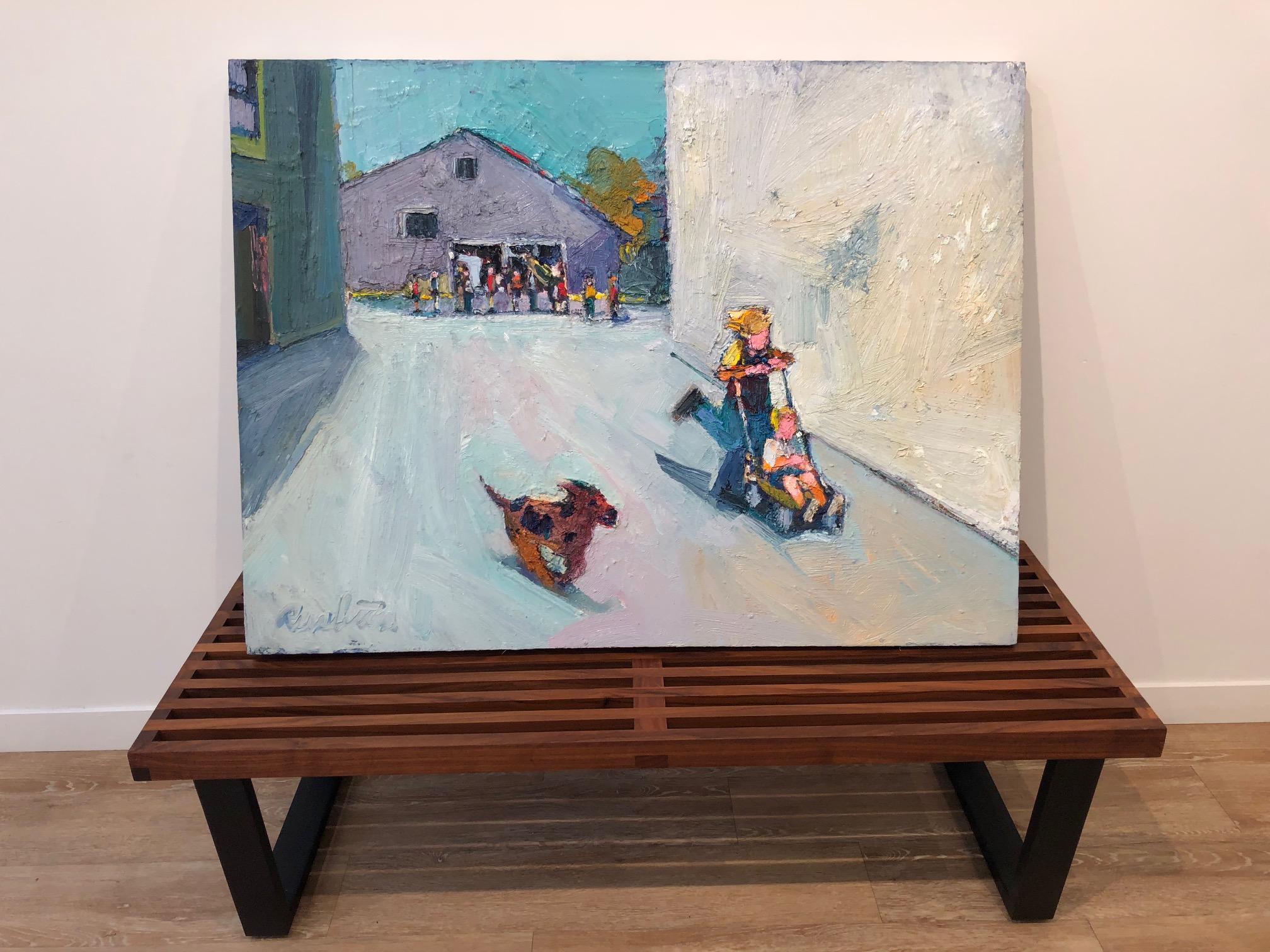Parade / oil on canvas - children play - Painting by William Rushton