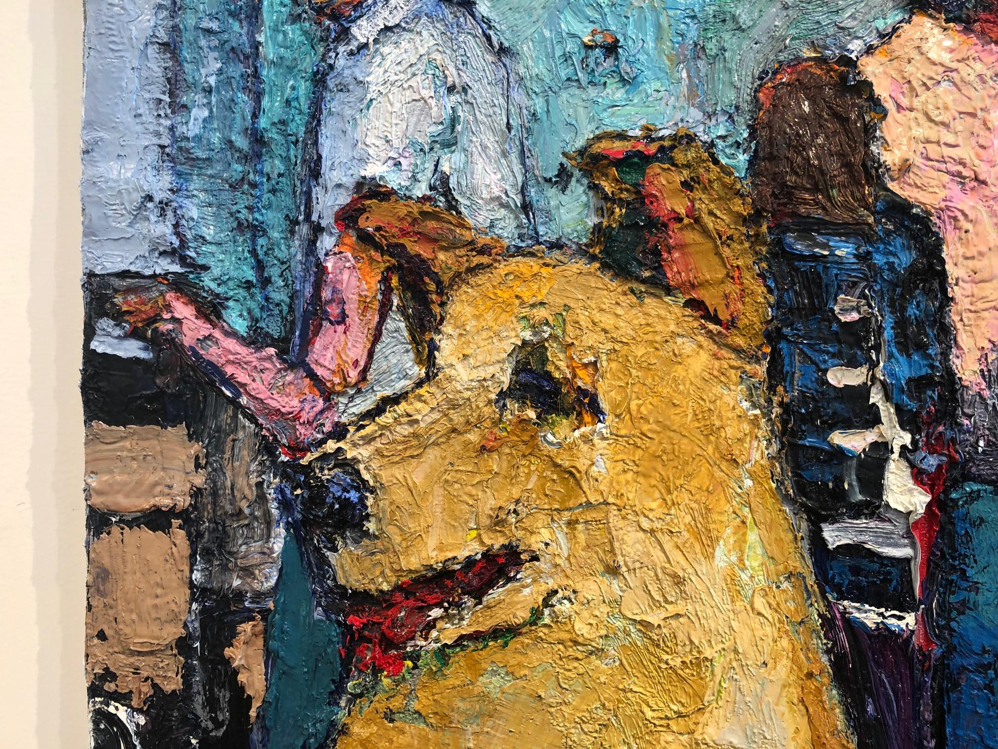 THE FLAT  - vie urbaine avec chien - huile sur toile - Painting de William Rushton