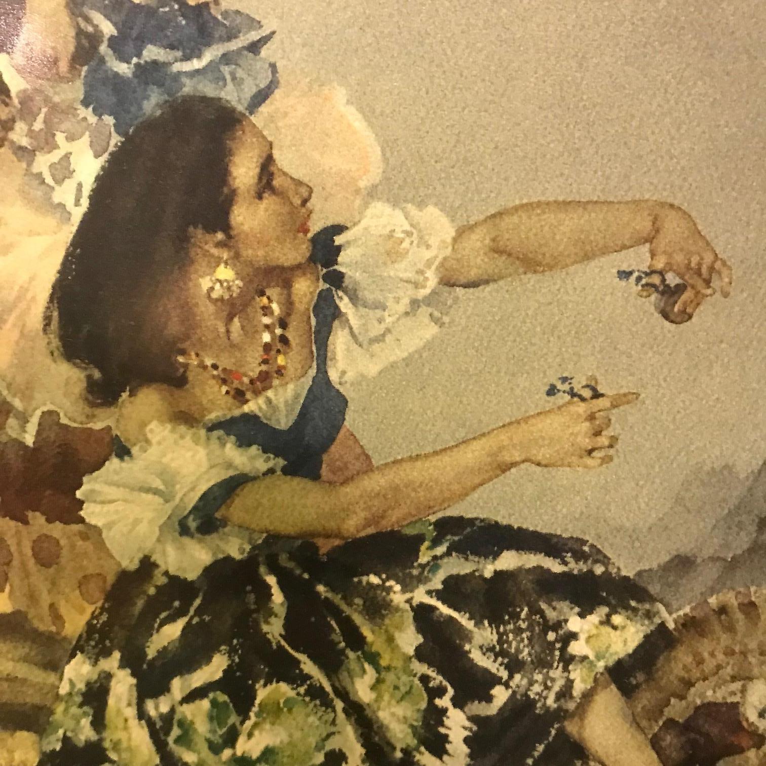 William Russell Flint, Danza Montana Colored Lithograph In Excellent Condition In Montreal, QC