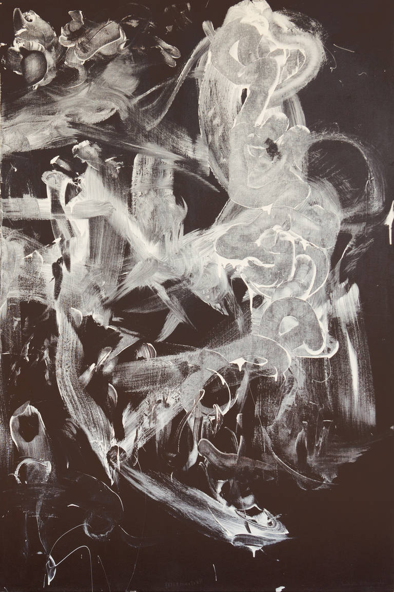 'American Action Abstract', Large Beat Generation Diptych, Naked Lunch, Ginsberg - Black Abstract Painting by William S. Burroughs