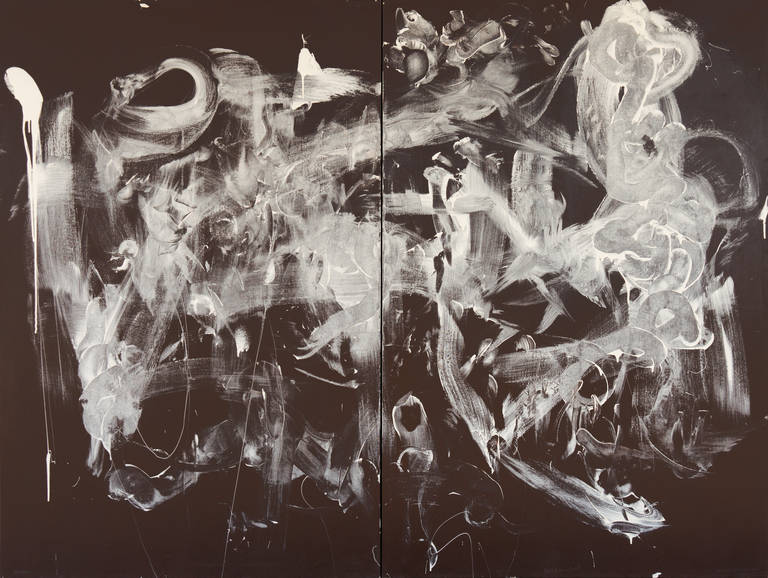 William S. Burroughs Abstract Painting - 'American Action Abstract', Large Beat Generation Diptych, Naked Lunch, Ginsberg