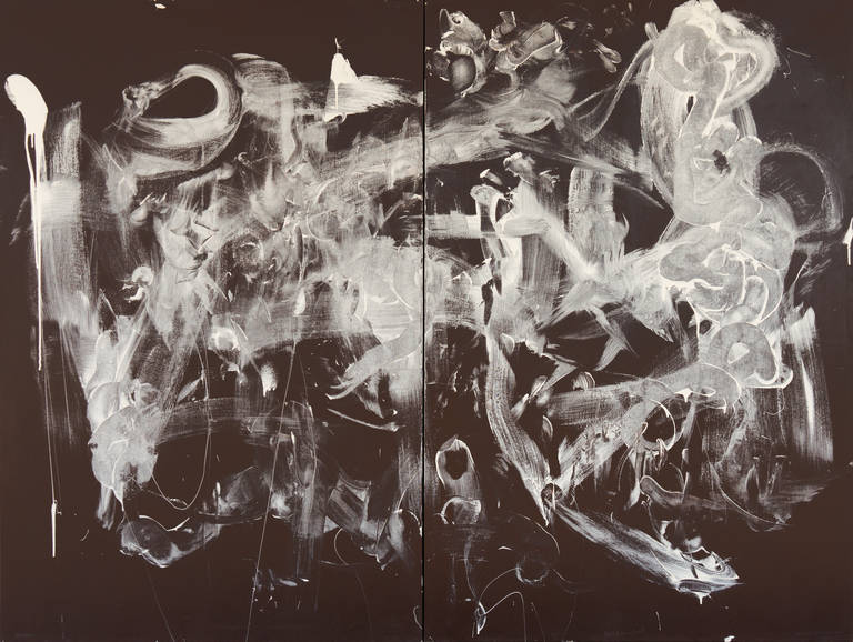 'Large American Action Abstract', Beat Generation, Diptych, Naked Lunch - Painting by William S. Burroughs