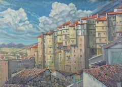 untitled (French Townscape with Clouds and Mountains)
