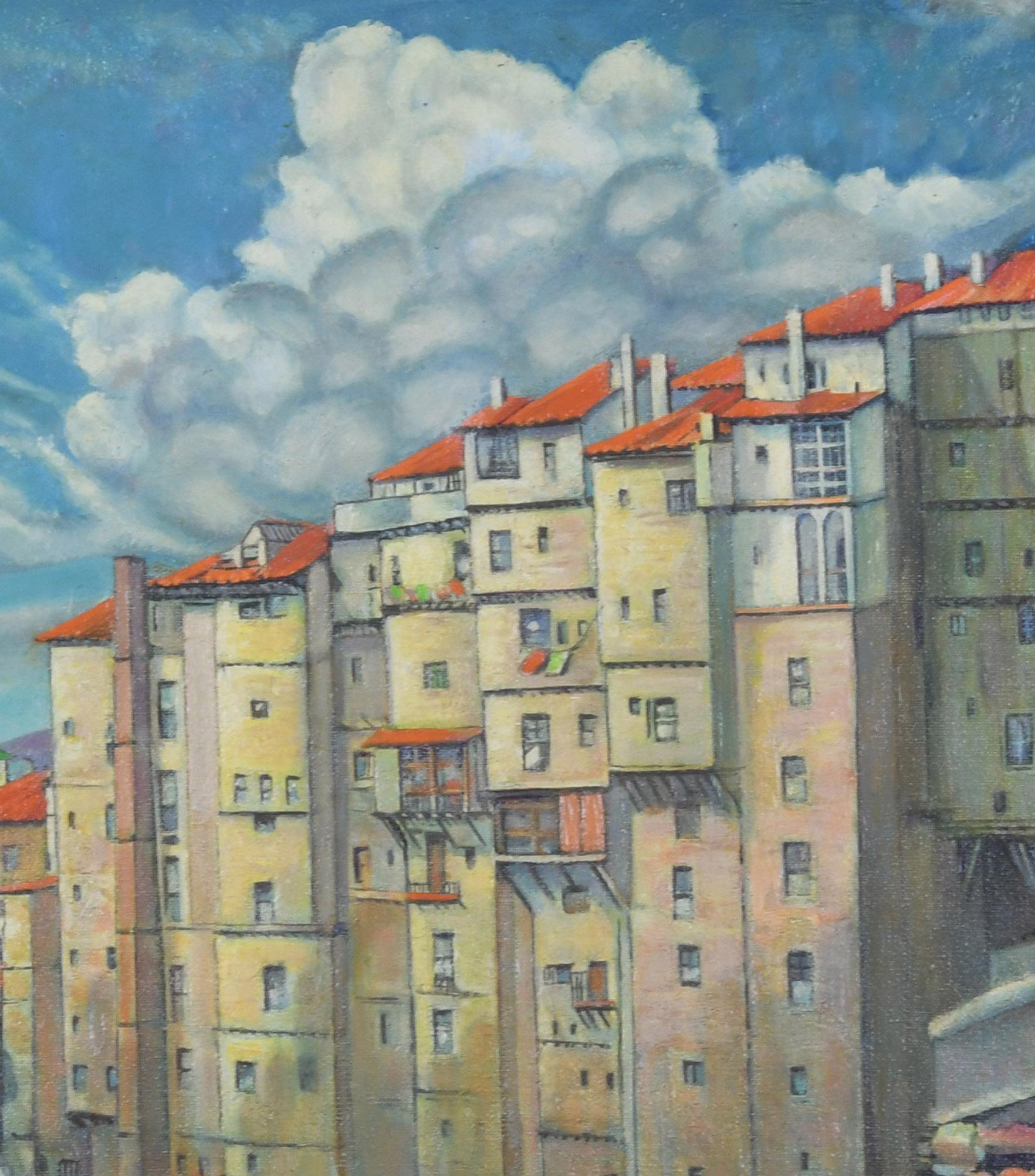 unbetitelt (Französische Stadtlandschaft mit Wolken und Bergen) (Amerikanischer Impressionismus), Painting, von William S. Gisch