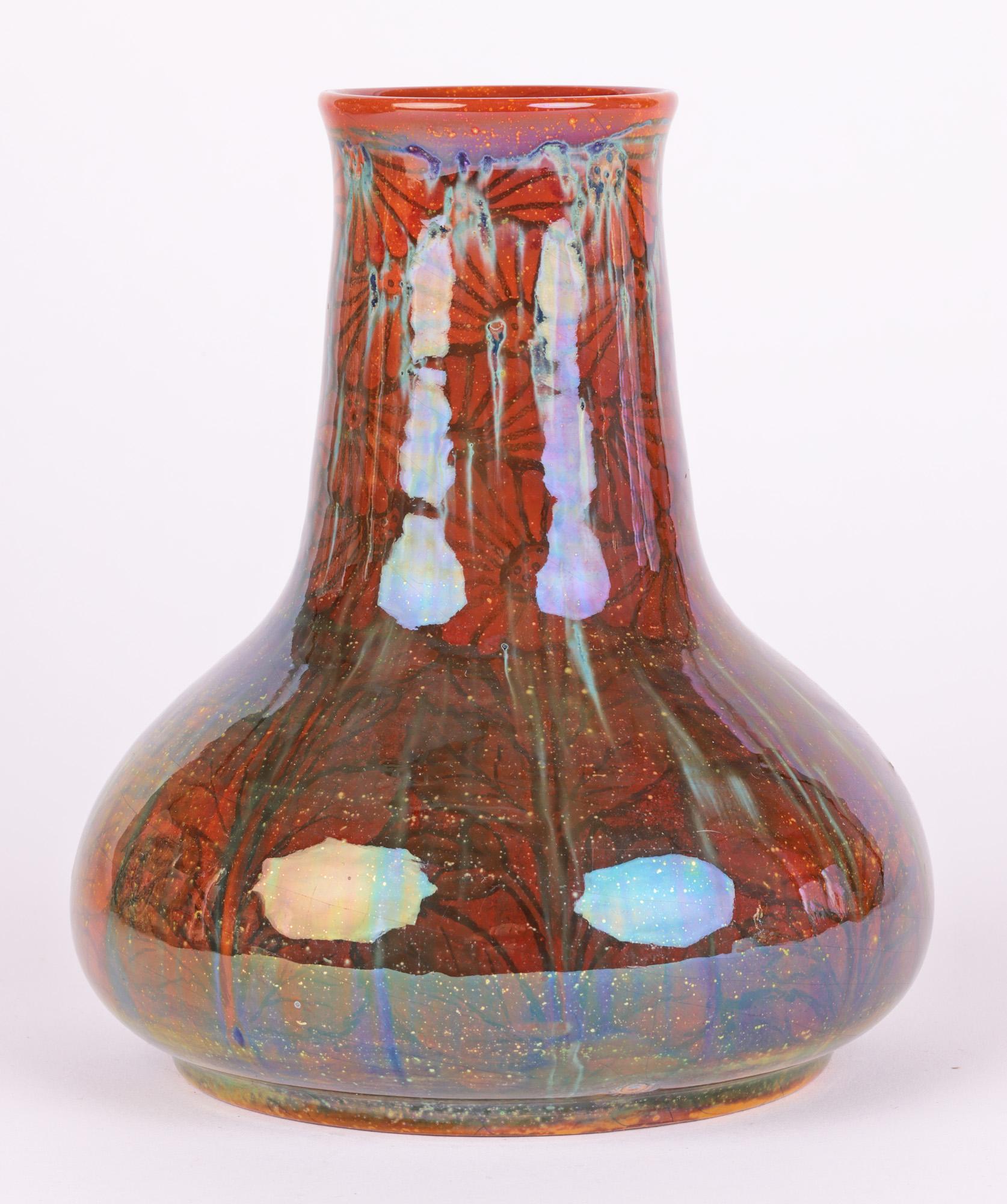 William S Mycock Pilkingtons Lustre Glazed Floral Pattern Vase 2