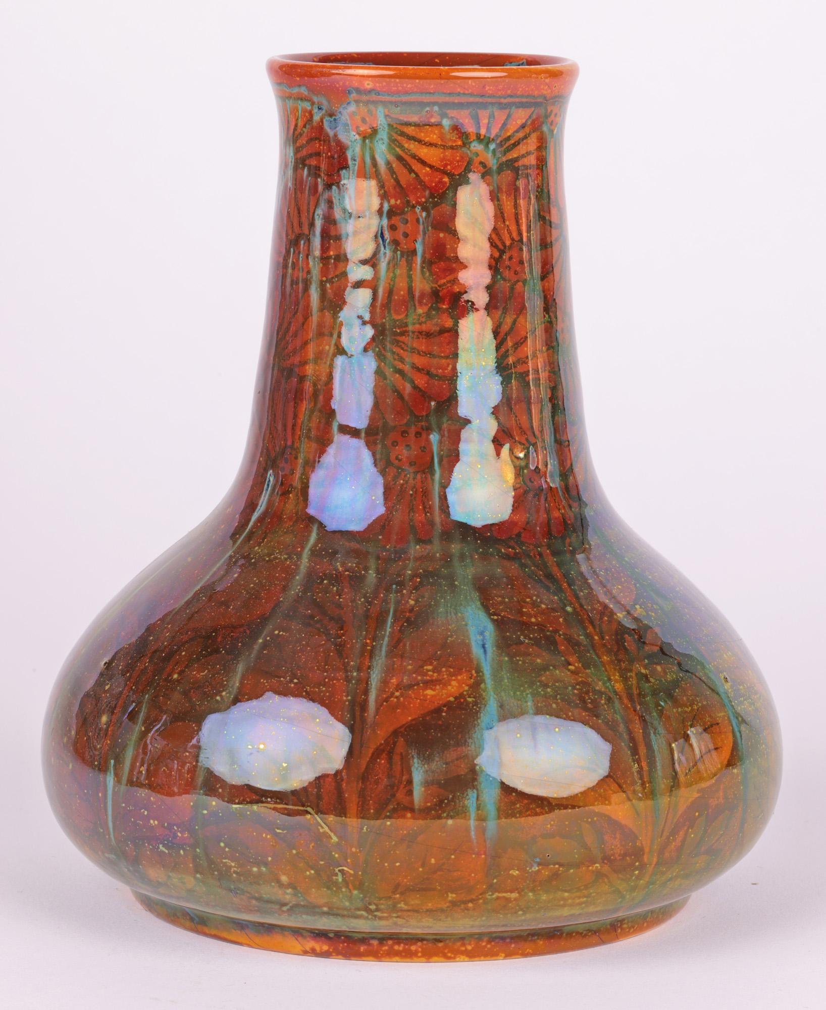 William S Mycock Pilkingtons Lustre Glazed Floral Pattern Vase 8