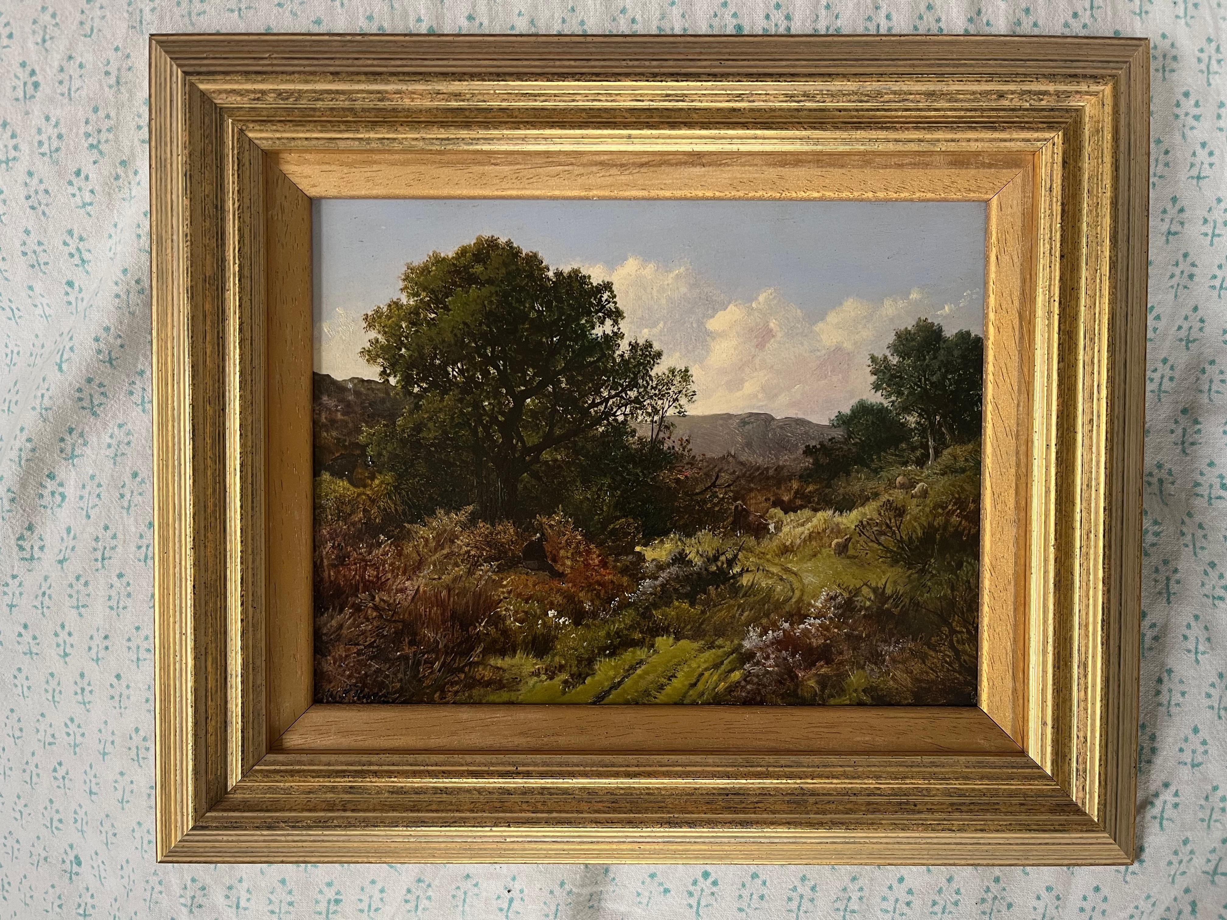 Wonderful Victorian oil of cows grazing in the Welsh or English hills For Sale 7