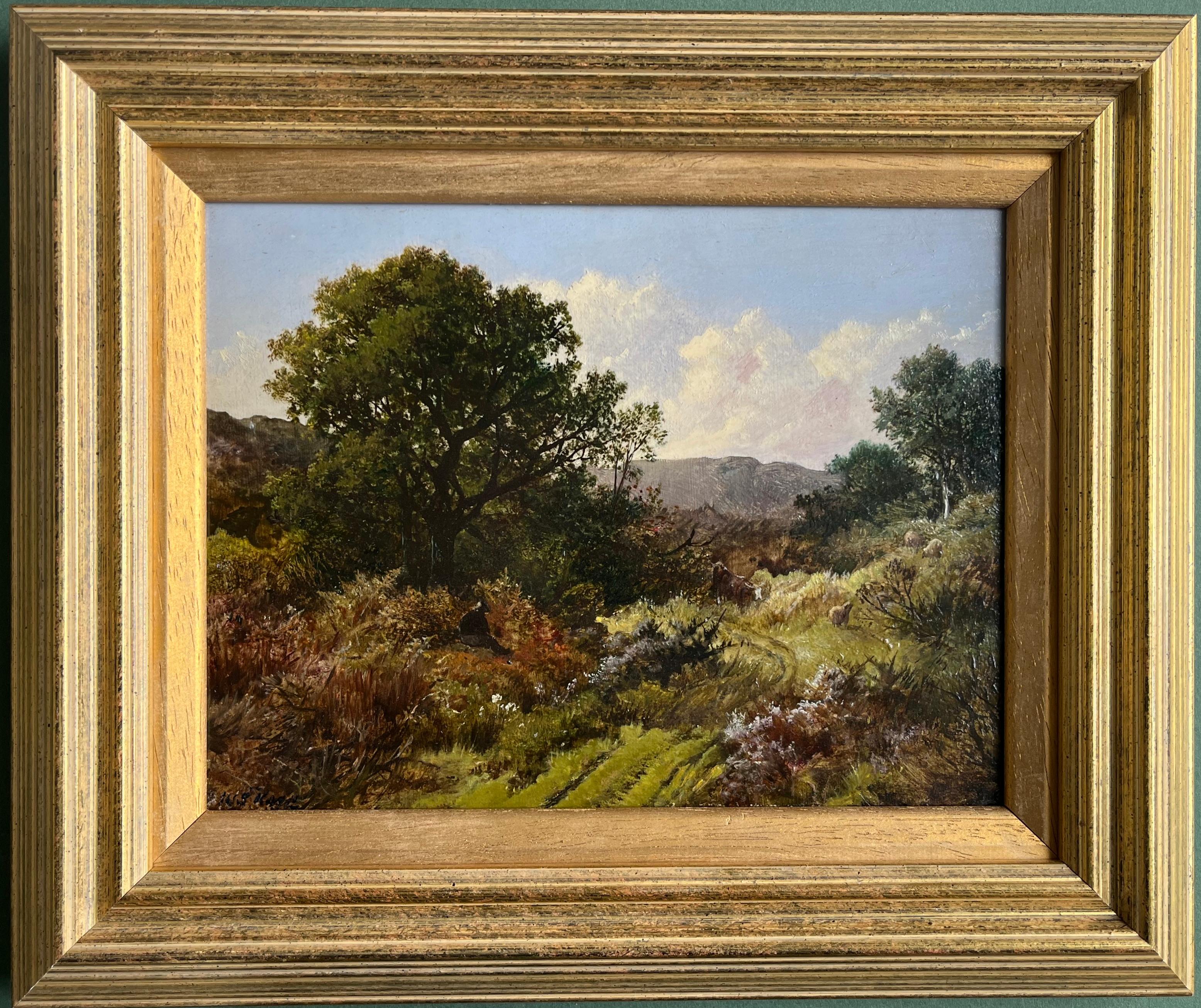 Wonderful Victorian oil of cows grazing in the Welsh or English hills For Sale 12