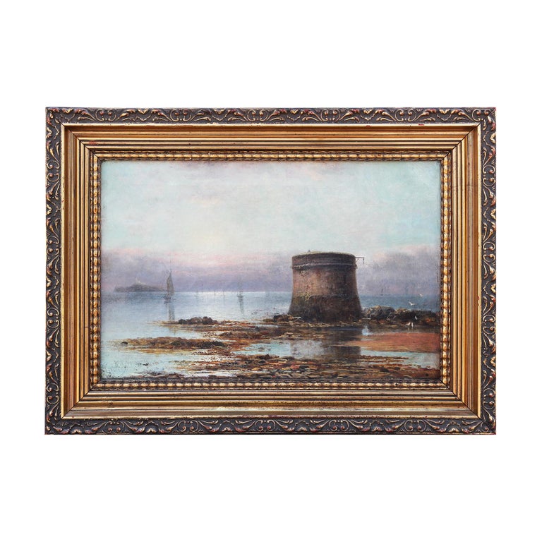Pastel Toned Romantic Realistic Coastal Landscape of a Martello Tower ...