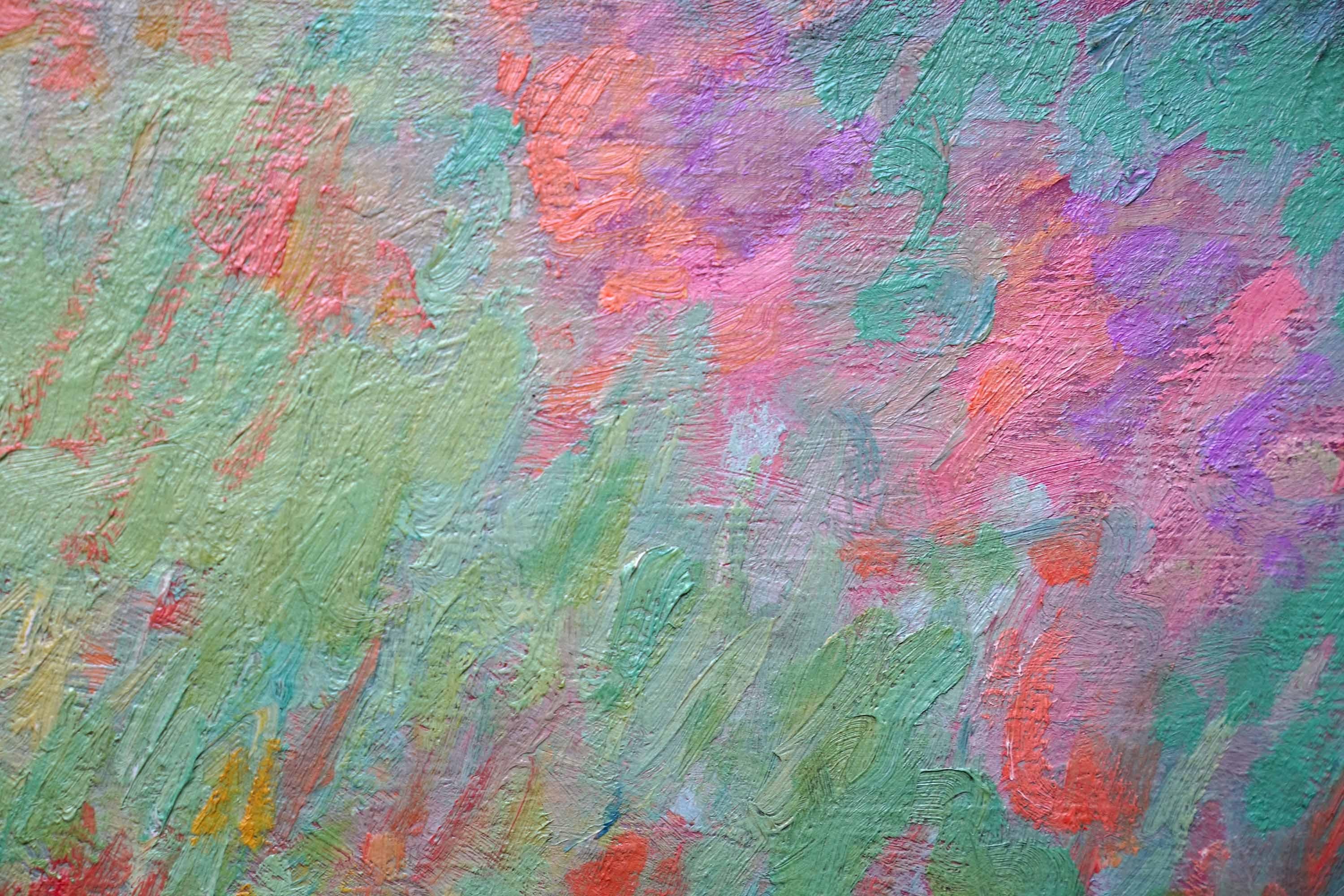 Bovini in un paesaggio agricolo - Quadro ad olio di un paesaggio dell'arte impressionista americana in vendita 1