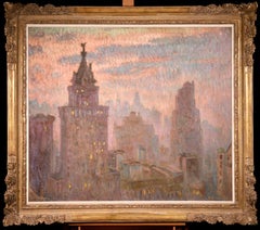 Tour Heckscher - NYC - Huile impressionniste, paysage urbain de William Samuel Horton