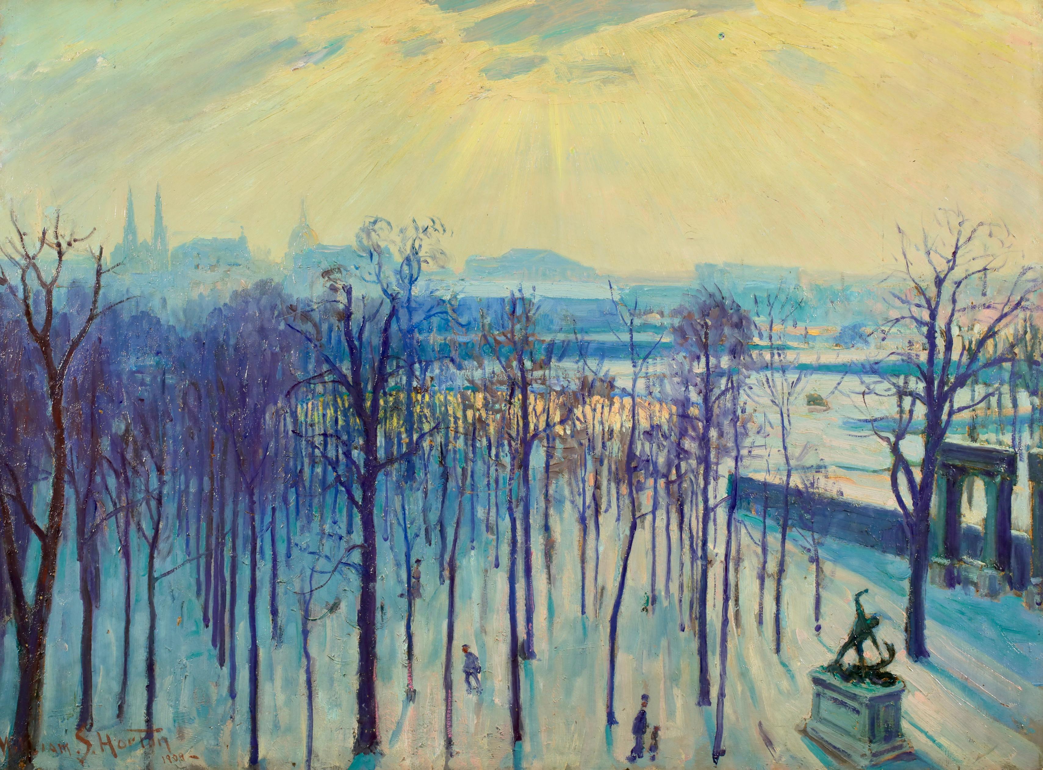 Jardin des Tuileries - Paysage impressionniste à l'huile de William Samuel Horton en vente 1