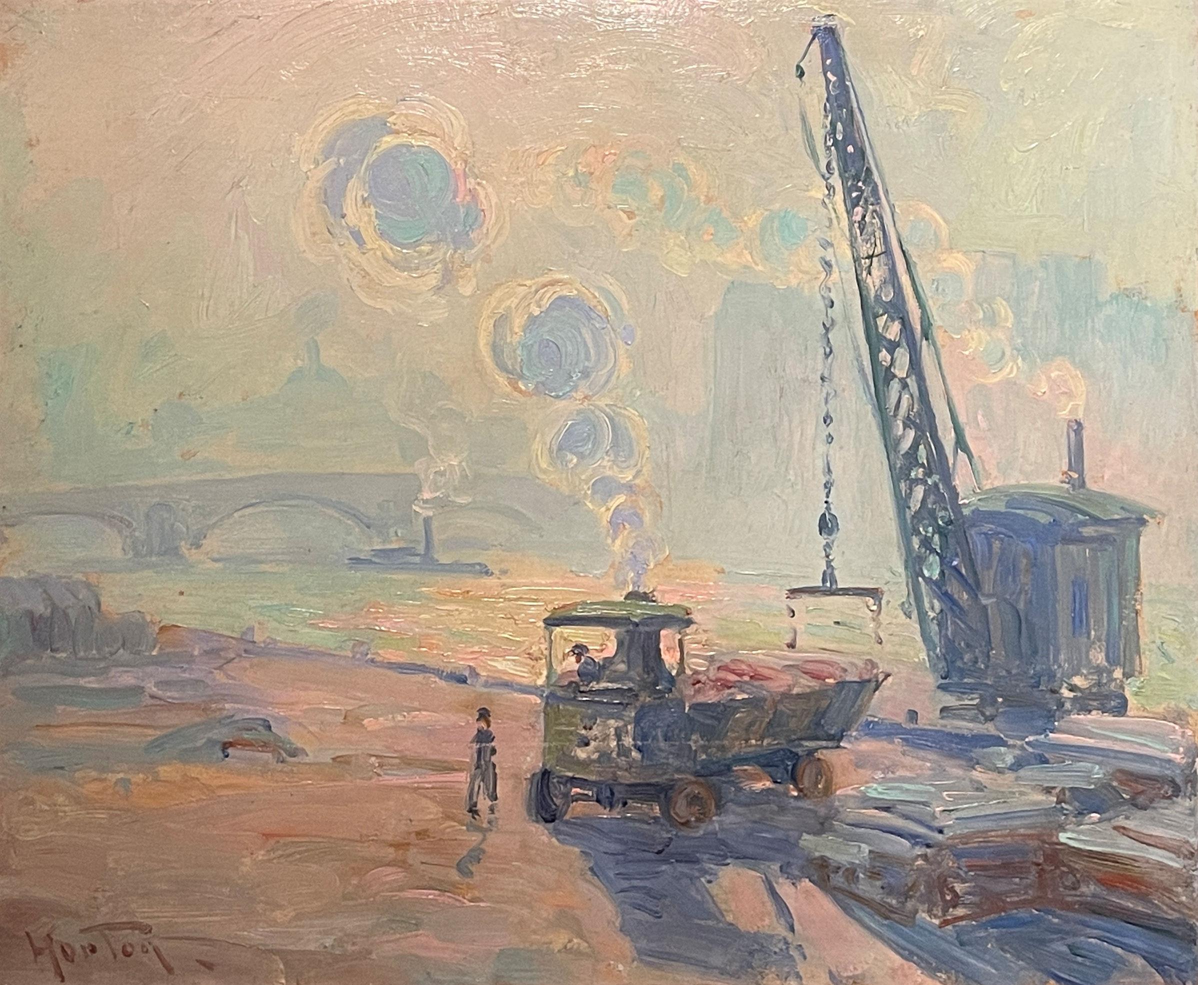 William Samuel Horton (1865 - 1936)
La Seine Fumee bleu, París, Francia, hacia 1909
Óleo sobre lienzo
17 x 21 pulgadas
Firmado abajo a la izquierda

Pintor paisajista, William Horton vivió y trabajó principalmente en París, donde fue miembro de la