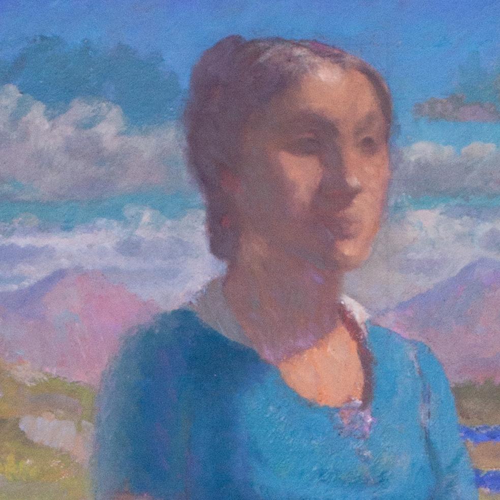 Grande olio di ragazza sulle dune dell'impressionista americano William Samuel Horton in vendita 1