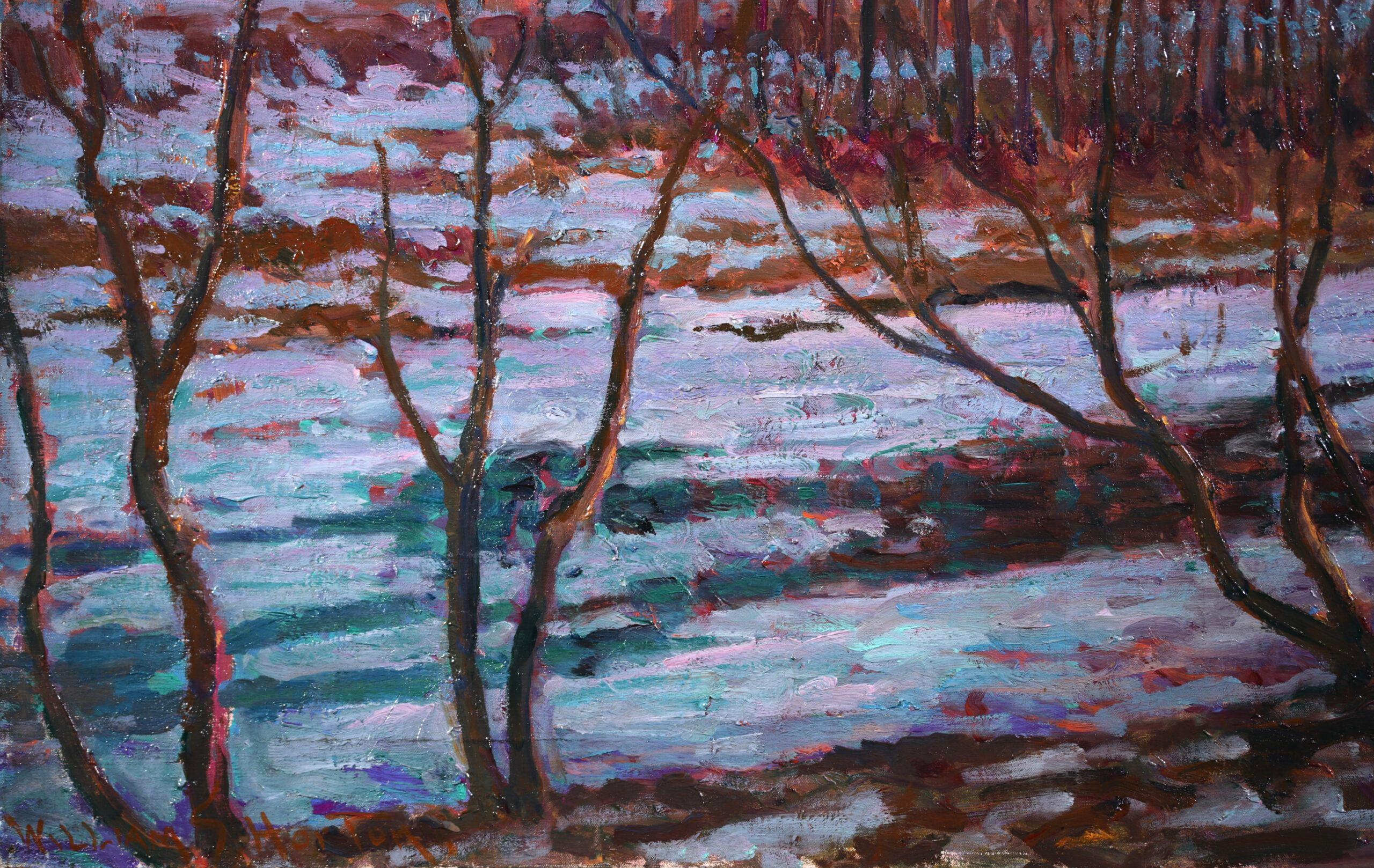 Lumier et neige fondante - Impressionist Landscape Oil by William Samuel Horton For Sale 4