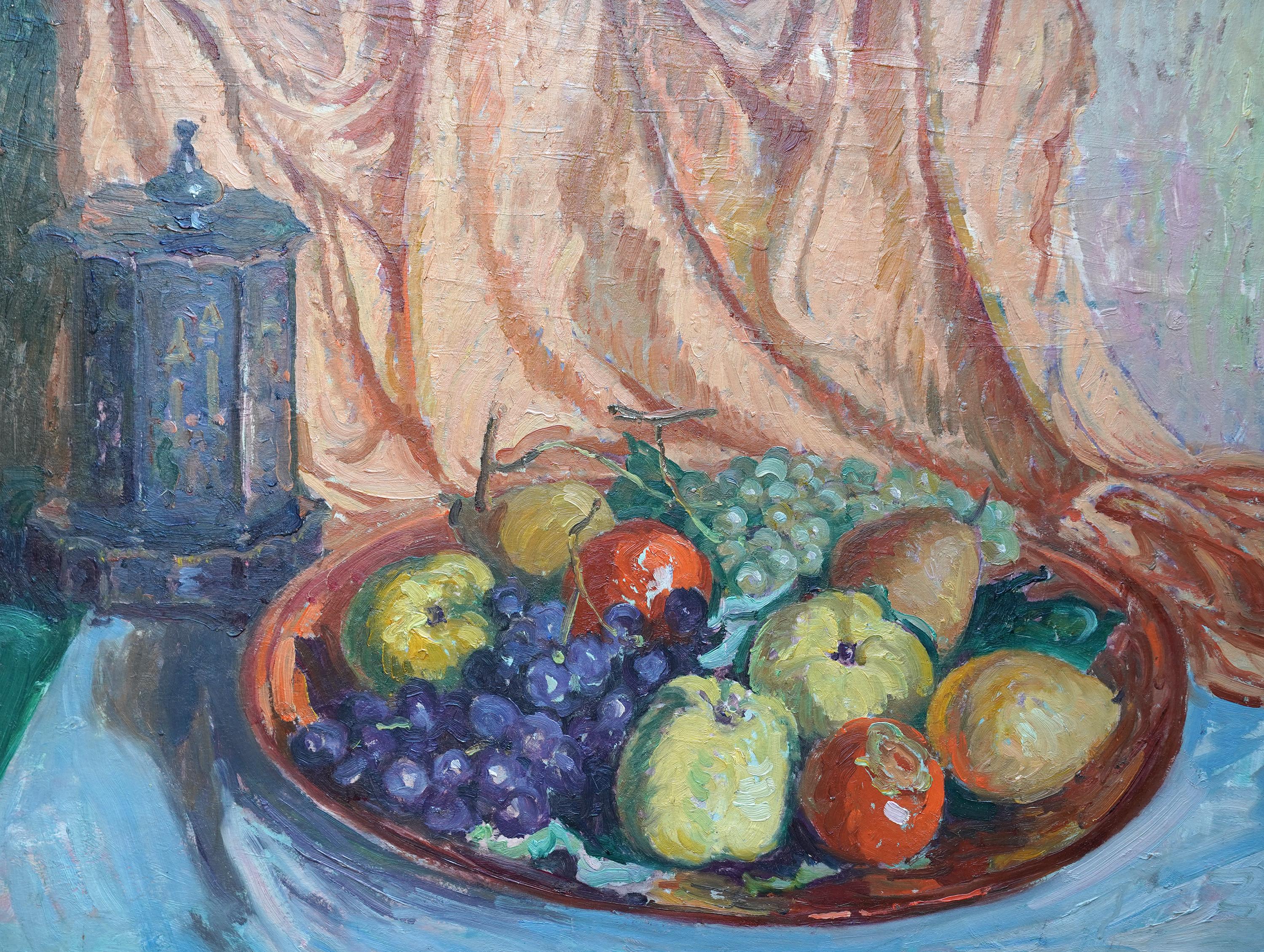 Natura morta con frutta e lanterna - Quadro ad olio di arte impressionista americana - Painting Impressionismo americano di William Samuel Horton