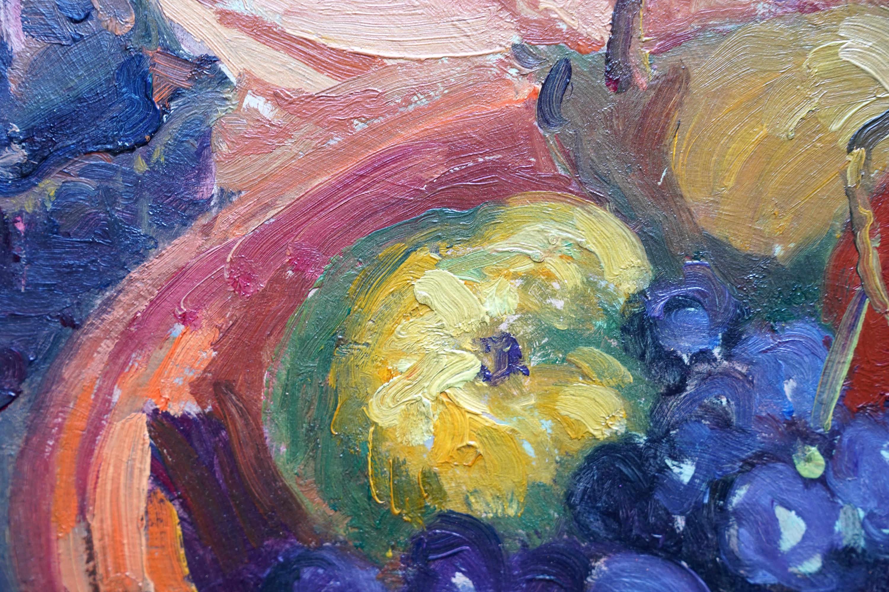 Natura morta con frutta e lanterna - Quadro ad olio di arte impressionista americana in vendita 1