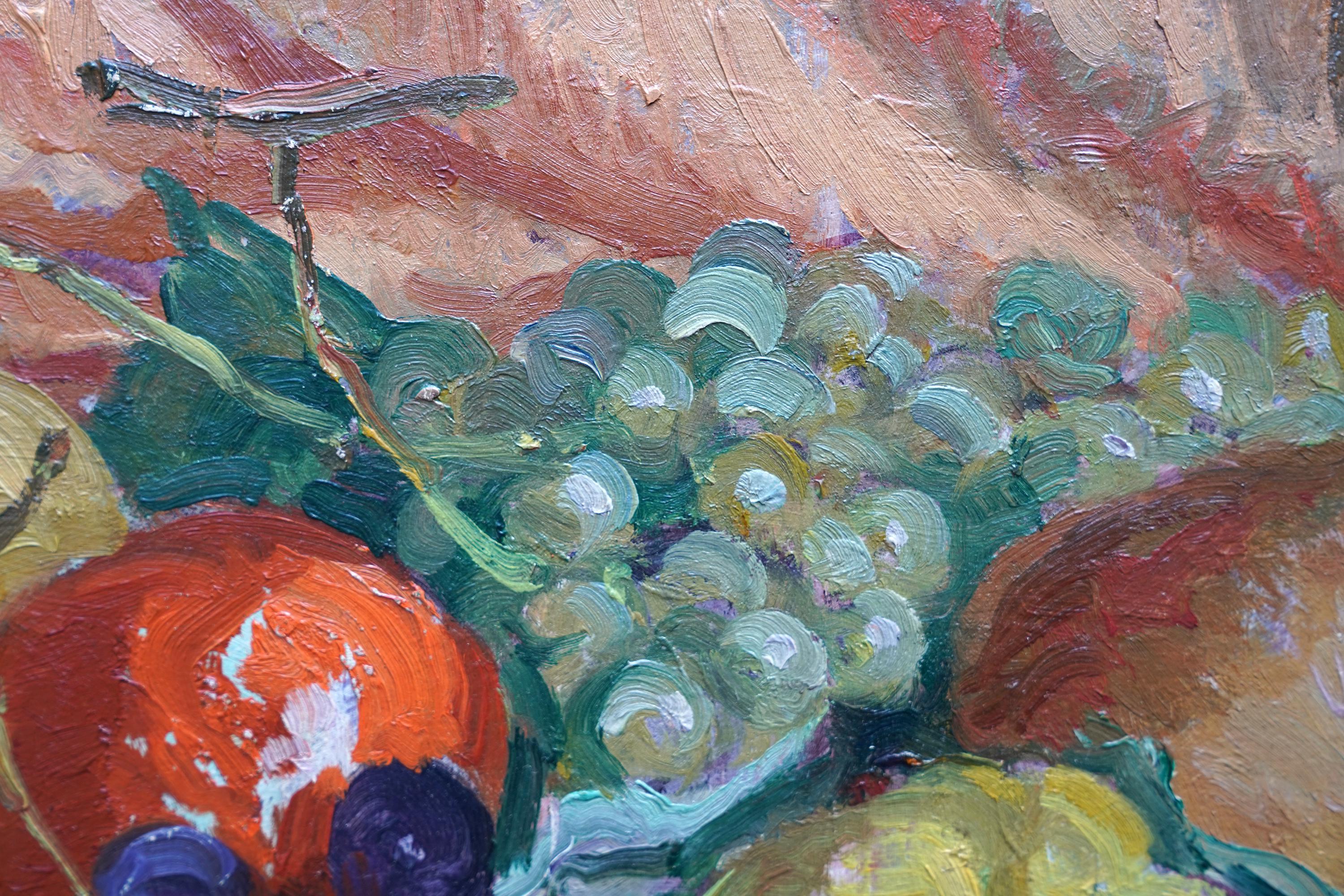 Natura morta con frutta e lanterna - Quadro ad olio di arte impressionista americana in vendita 2