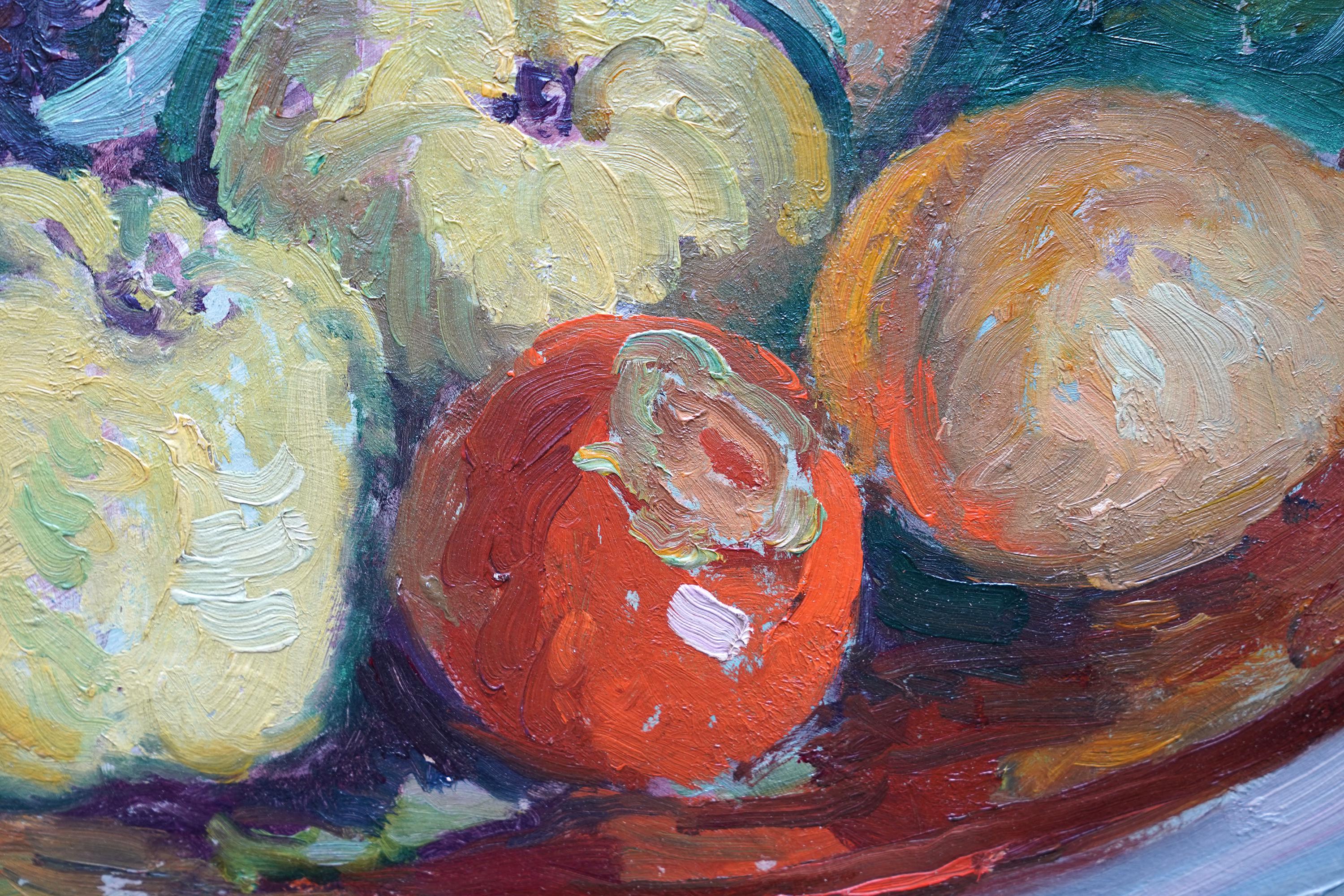 Natura morta con frutta e lanterna - Quadro ad olio di arte impressionista americana in vendita 3