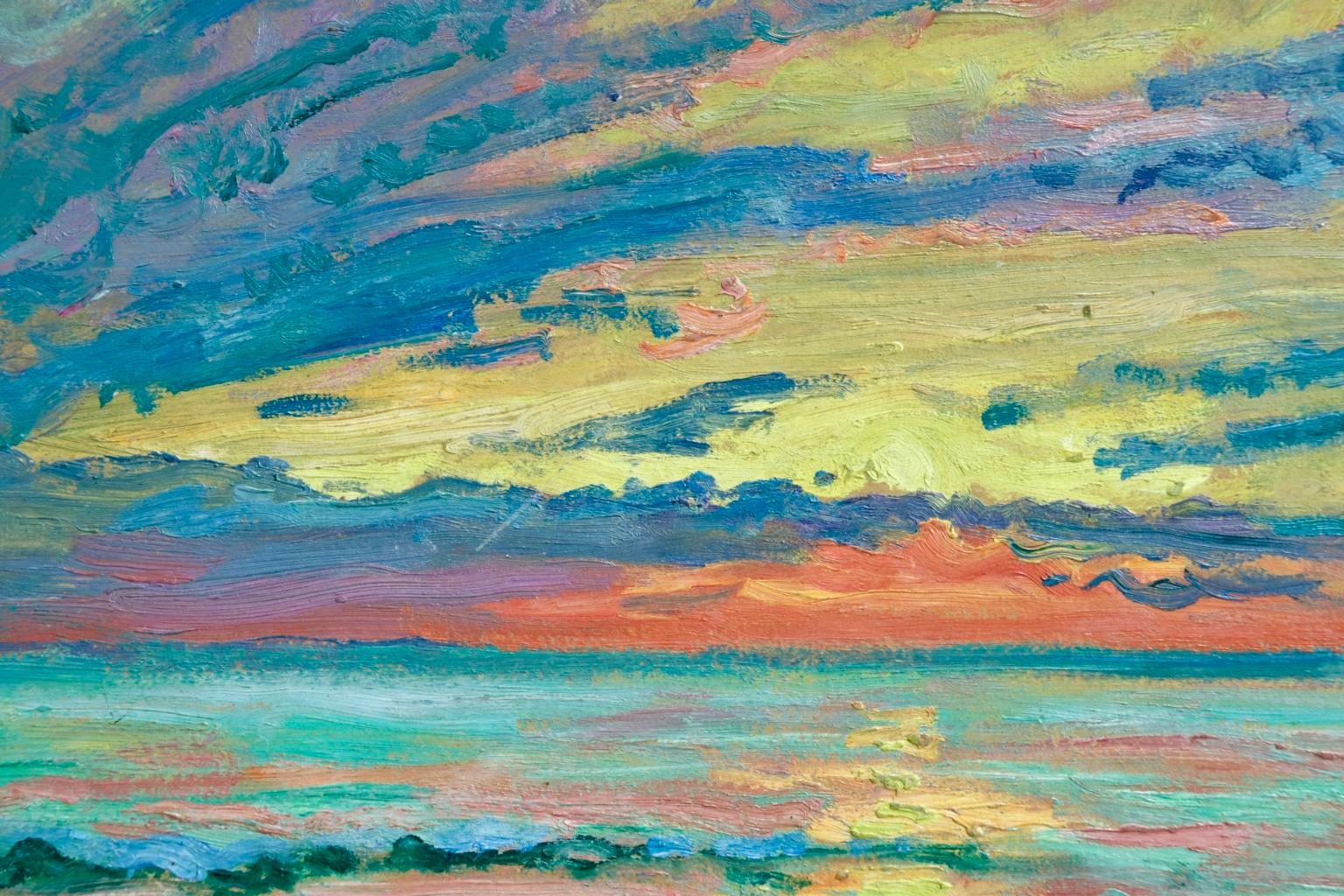 Sunset - American Impressionist Oil, Sunset Seascape by William Samuel Horton 1