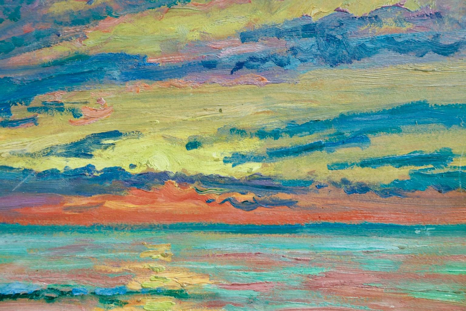 Sunset - American Impressionist Oil, Sunset Seascape by William Samuel Horton 2