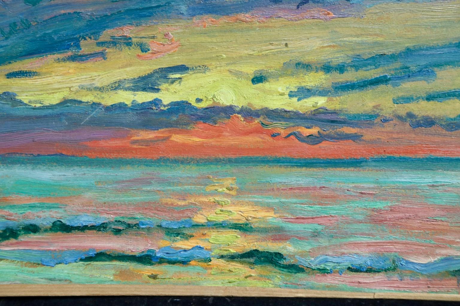 Sunset - American Impressionist Oil, Sunset Seascape by William Samuel Horton 3