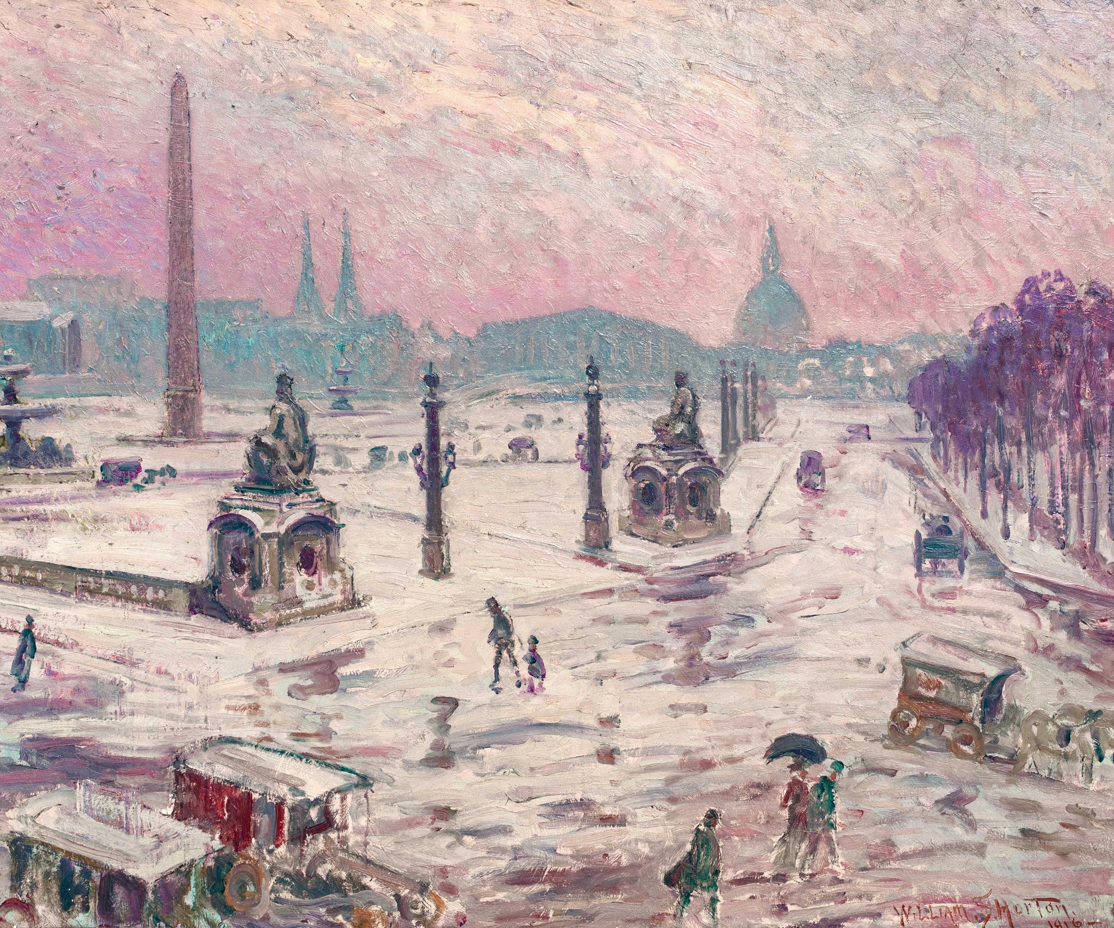 Winter, La Place De La Concorde Paris, Anfang des 20. Jahrhunderts, William Samuel HORTON (Beige), Landscape Painting, von William Samuel Horton