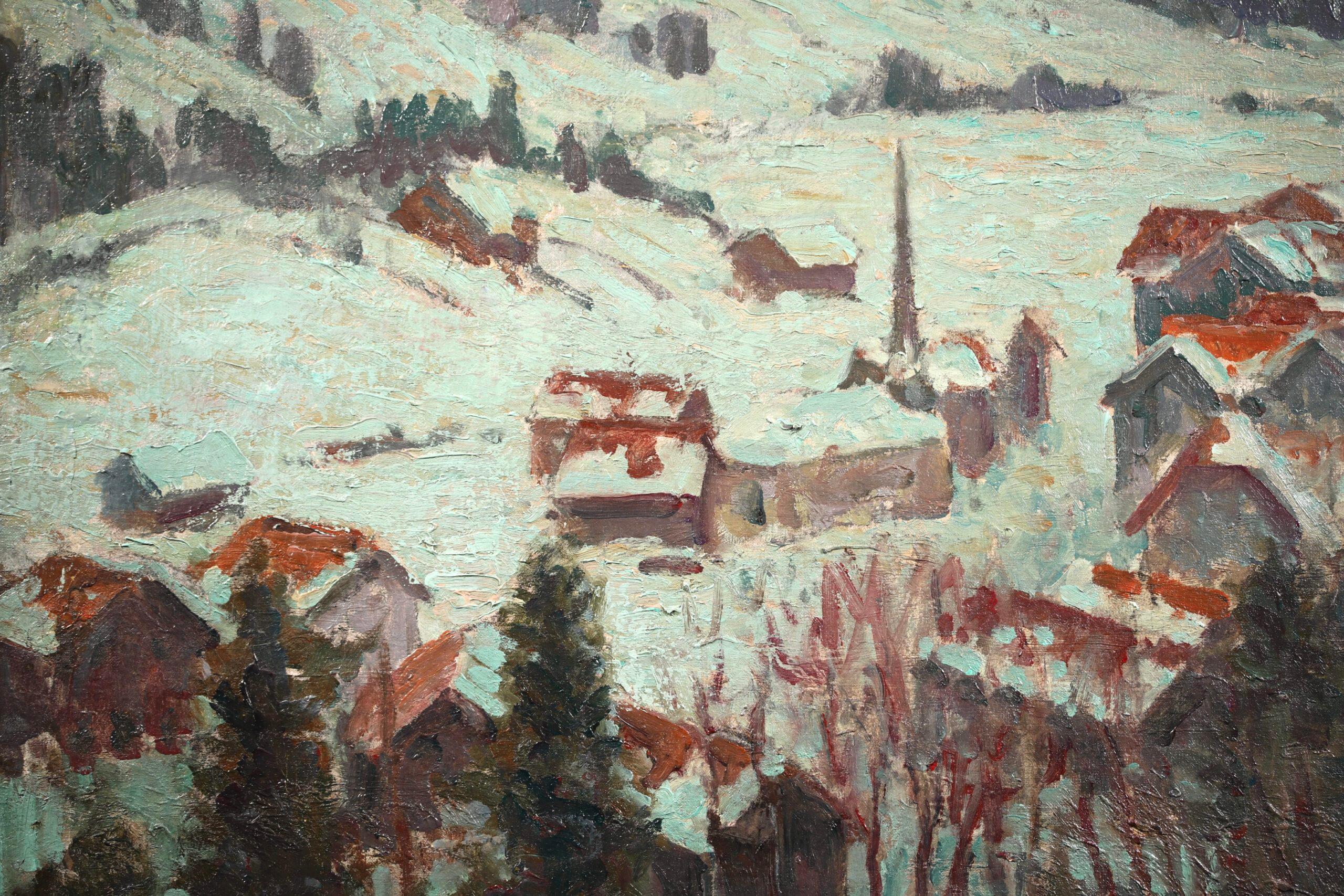 Winter Snow - Gstaad - Impressionist Landscape Oil by William Samuel Horton For Sale 9
