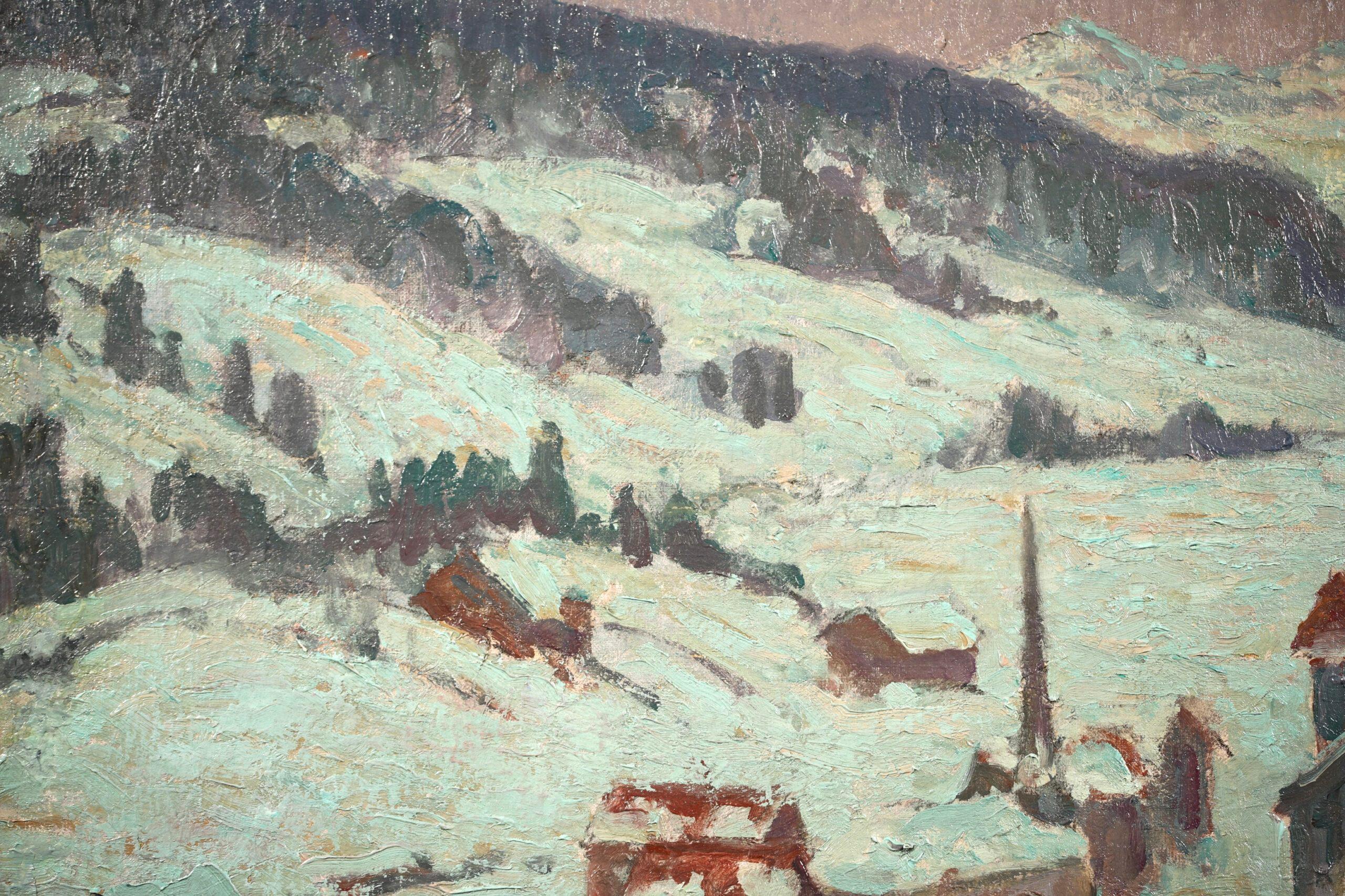 Winter Snow - Gstaad - Impressionist Landscape Oil by William Samuel Horton For Sale 2