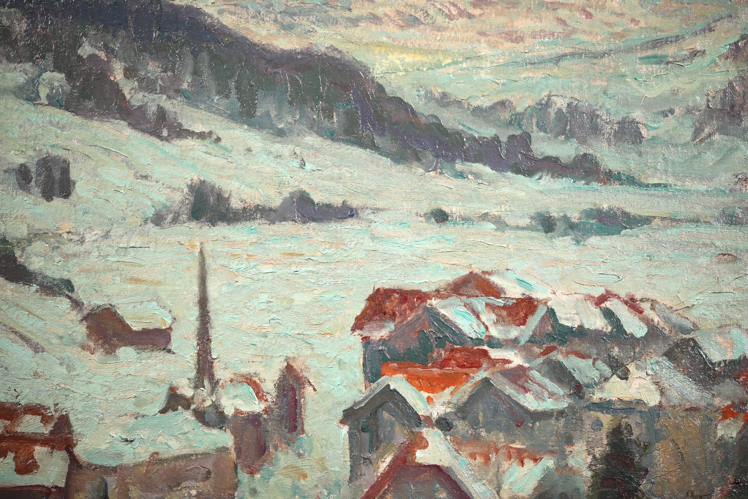 Winter Snow - Gstaad - Impressionist Landscape Oil by William Samuel Horton For Sale 3