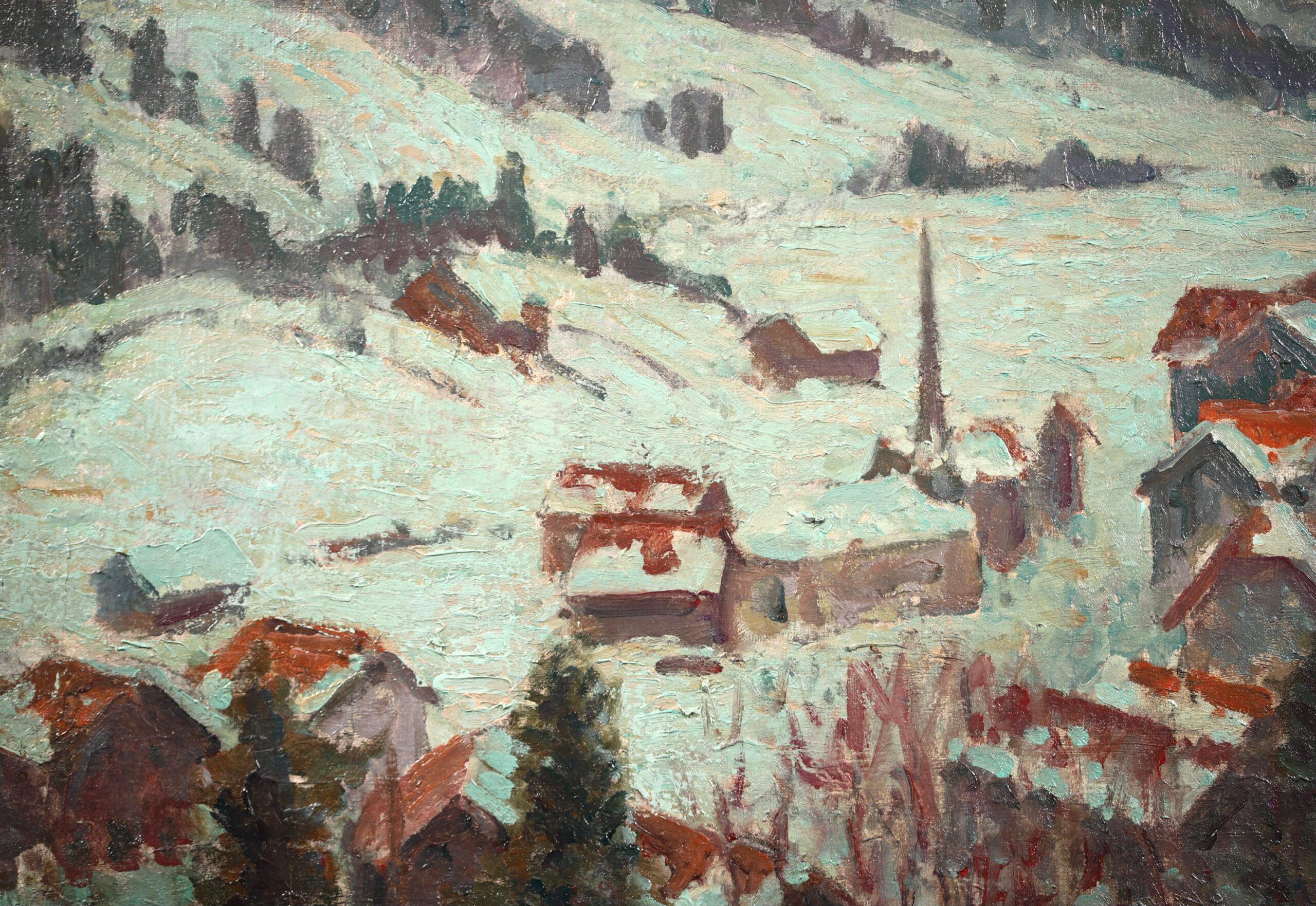 Winter Snow - Gstaad - Impressionist Landscape Oil by William Samuel Horton For Sale 5