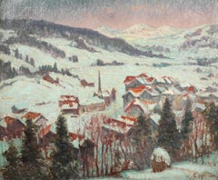 A Winter Snow - Gstaad - Paysage impressionniste à l'huile de William Samuel Horton