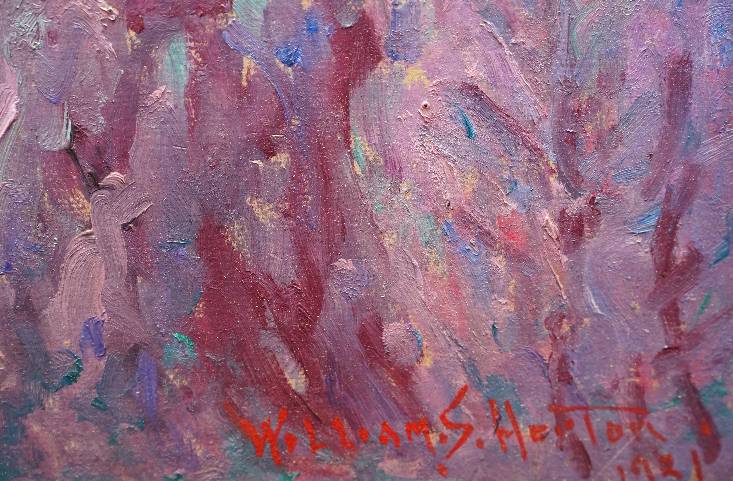 Winterliche Stadtlandschaft - Amerikanischer Impressionist 1930er Jahre Kunst Ölgemälde Schnee im Angebot 6
