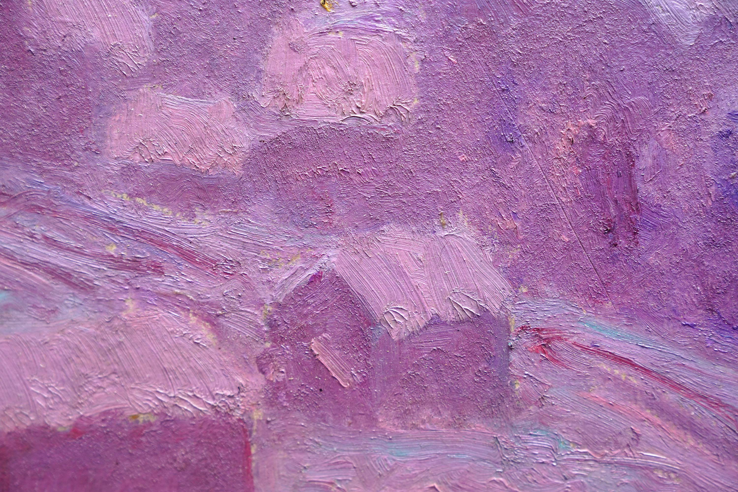 Winterliche Stadtlandschaft - Amerikanischer Impressionist 1930er Jahre Kunst Ölgemälde Schnee im Angebot 2